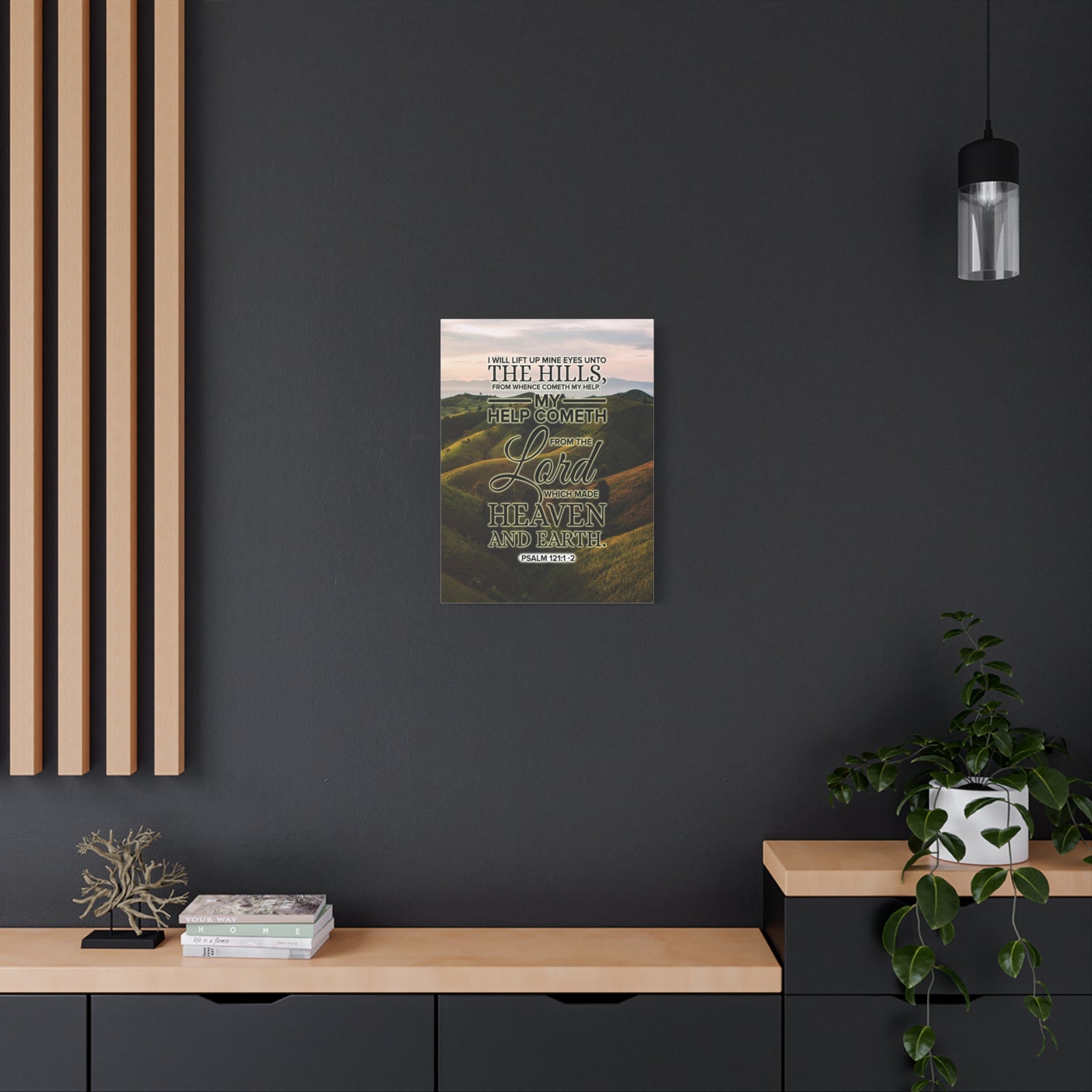Scripture Canvas Heaven and Earth Psalm 121:1‭-‬2 KJV Christian Wall Art Bible Verse Print Ready to Hang-Express Your Love Gifts