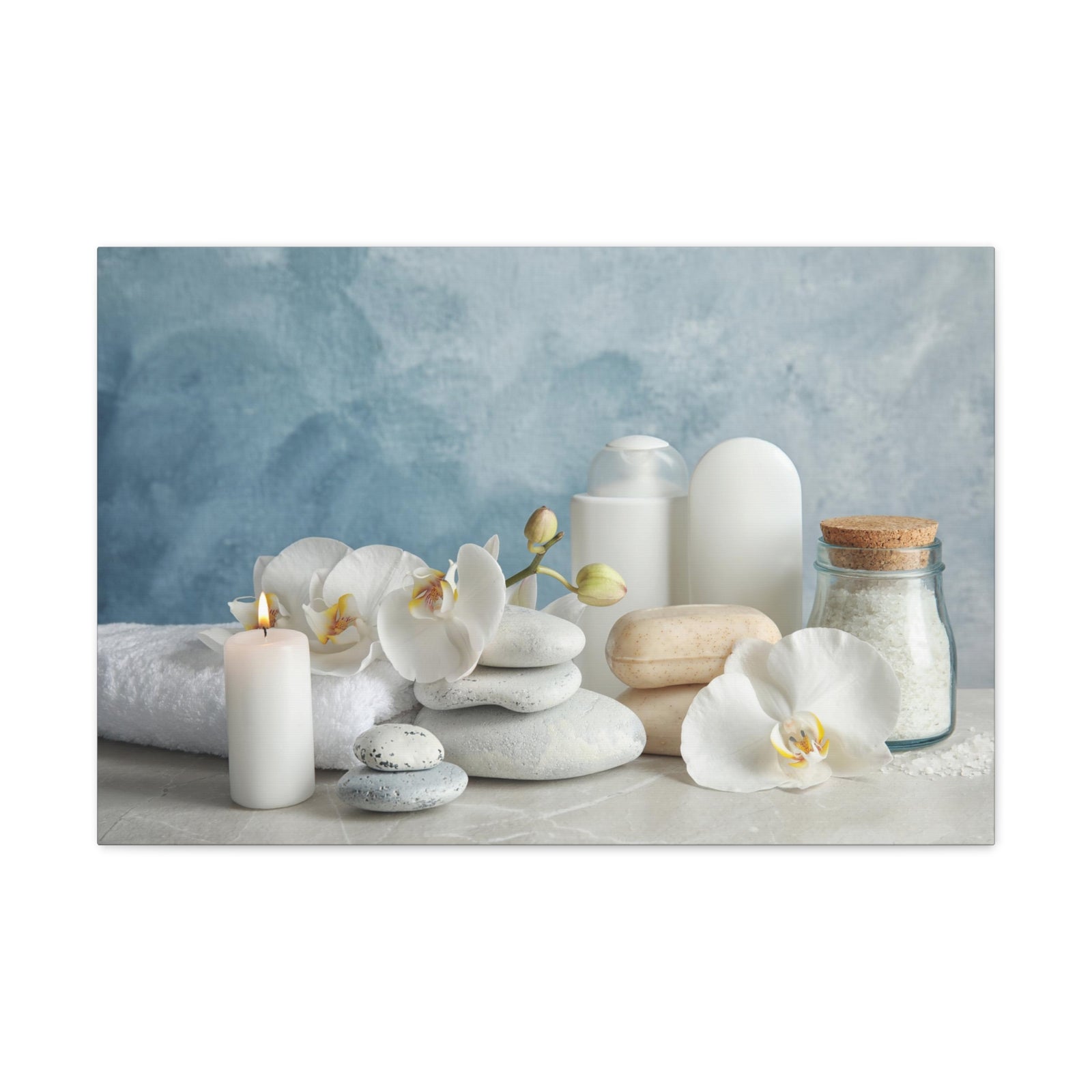 Stones on Light Table Forest Floral Nature Photography Canvas Wall Art for Home Decor Ready-to-Hang-Express Your Love Gifts