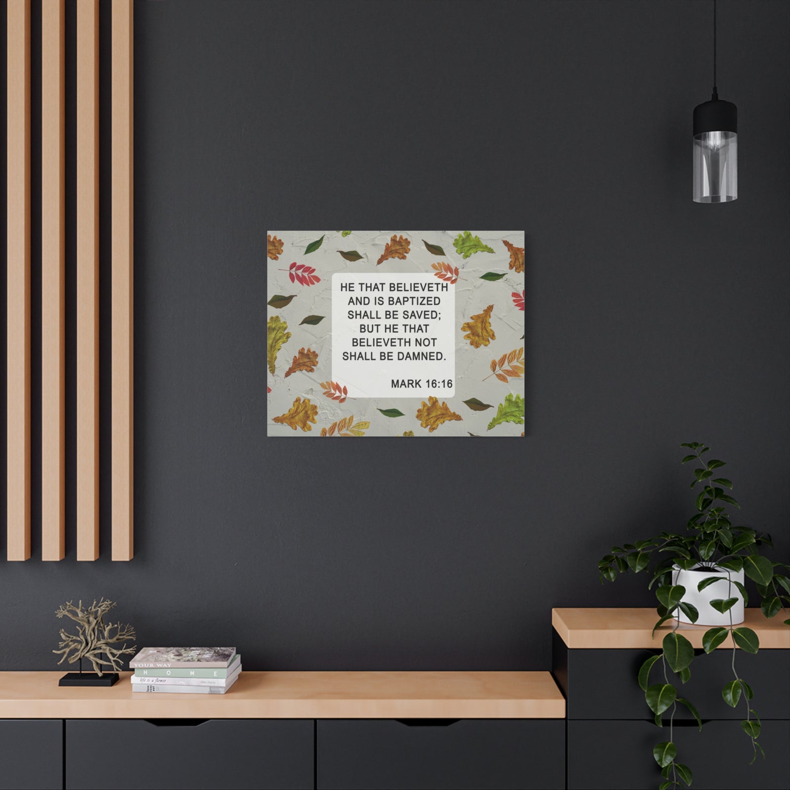 Scripture Walls Shall Be Saved Mark 16:16 Bible Verse Canvas Christian Wall Art Ready to Hang