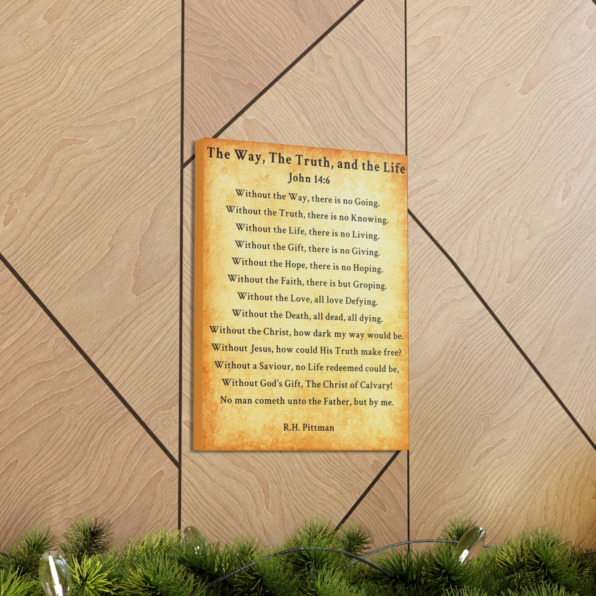 Scripture Walls Way Truth Life John 14:6 Gold Bible Verse Canvas Christian Wall Art Ready to Hang Unframed-Express Your Love Gifts