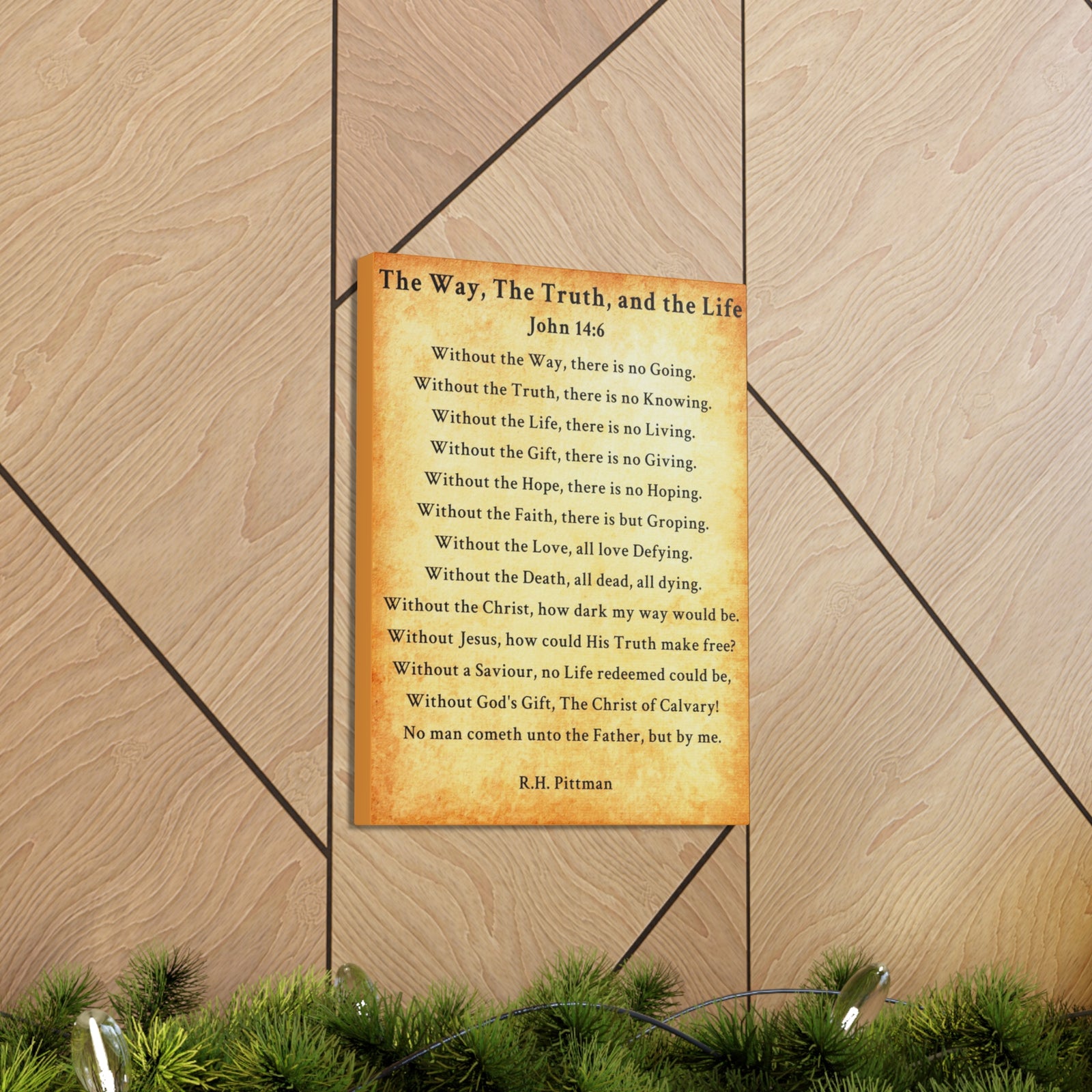 Scripture Walls Way Truth Life John 14:6 Gold Bible Verse Canvas Christian Wall Art Ready to Hang Unframed-Express Your Love Gifts