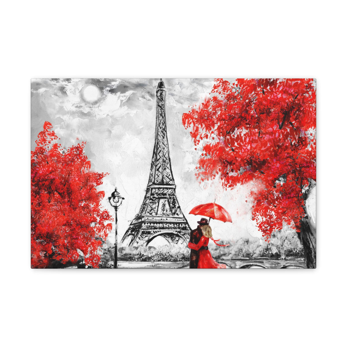 Paris Eiffel Tower Couple France Canvas Artwork High-Quality Breathtaking French City for Home Decor Ready to Hang-Express Your Love Gifts