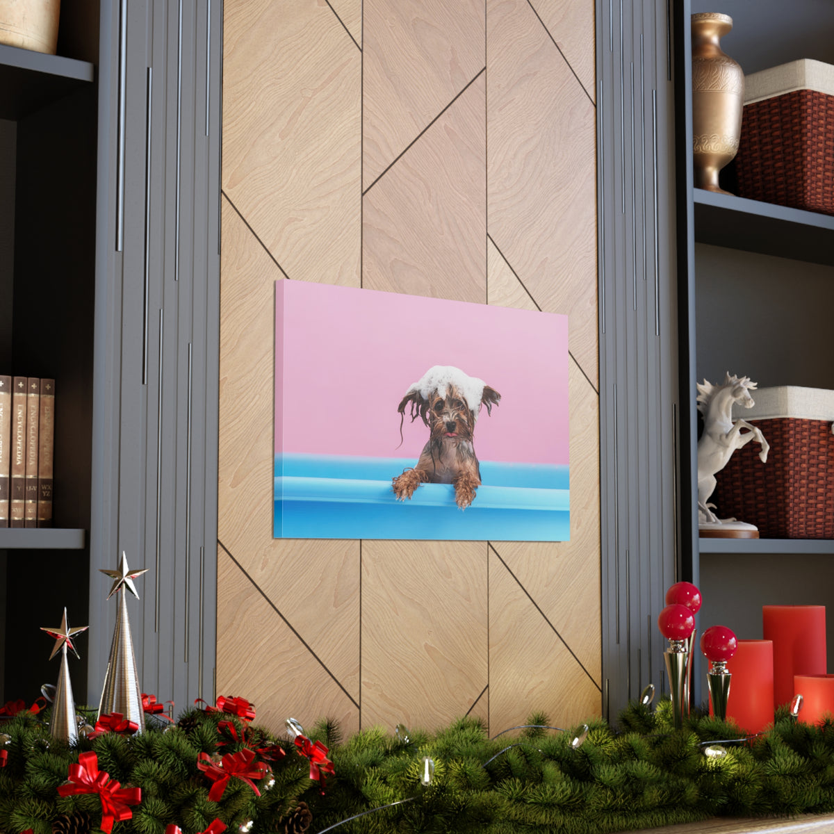 Funny Yorkshire Terrier Bathee Canvas Wall Art for Home Decor Ready-to-Hang-Express Your Love Gifts