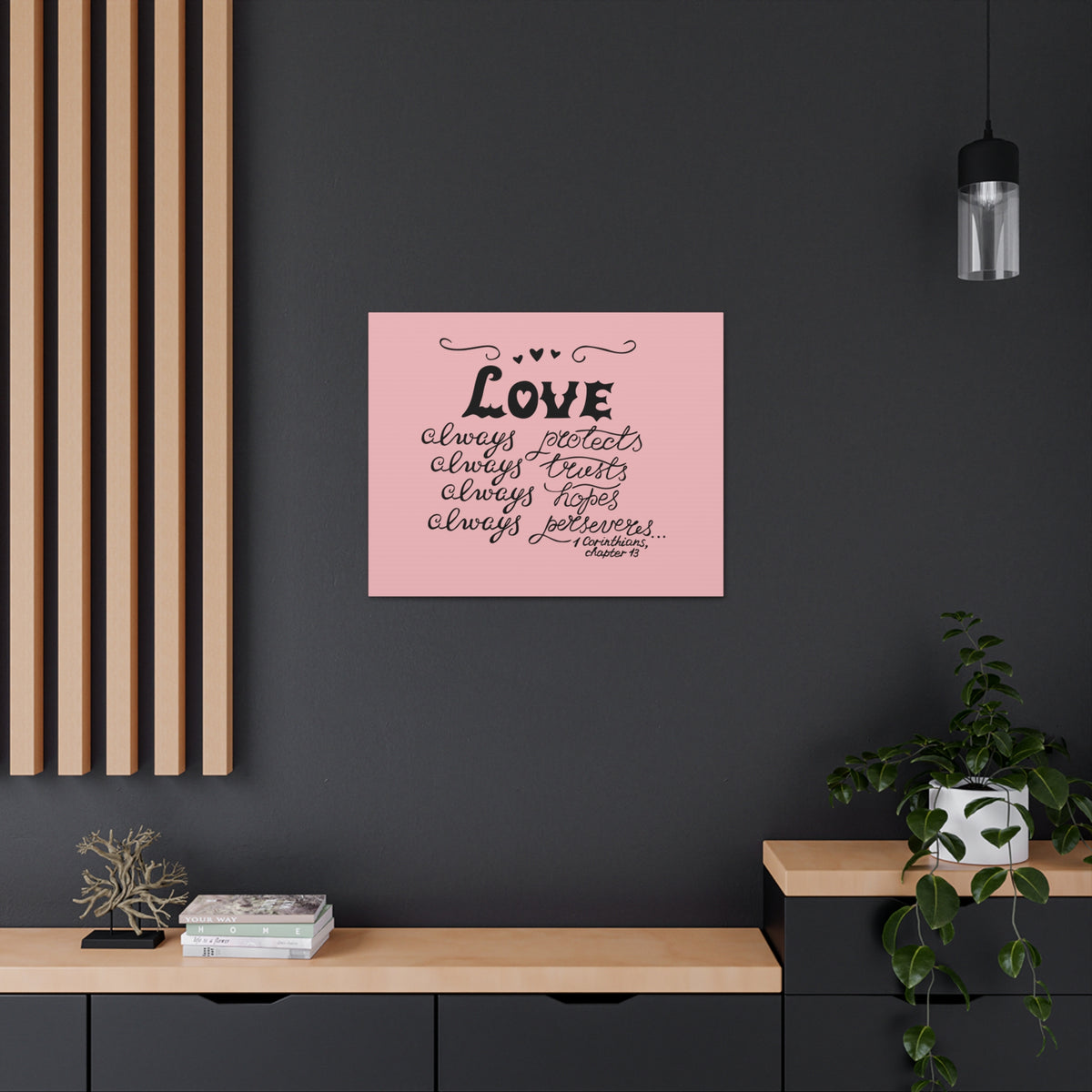 Scripture Canvas Love Always Protects 1 Corinthians Chapter 13 Christian Wall Art Bible Verse Print Ready To Hang-Express Your Love Gifts