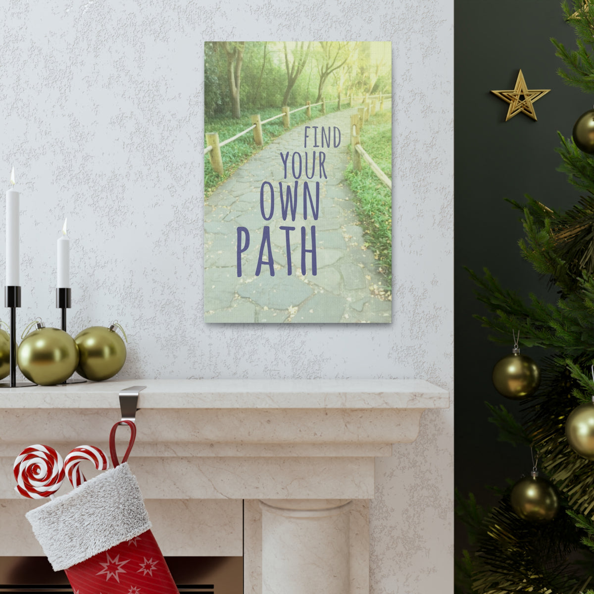 Inspirational Quote Canvas Find Your Own Path Motivational Print Ready to Hang Artwork-Express Your Love Gifts