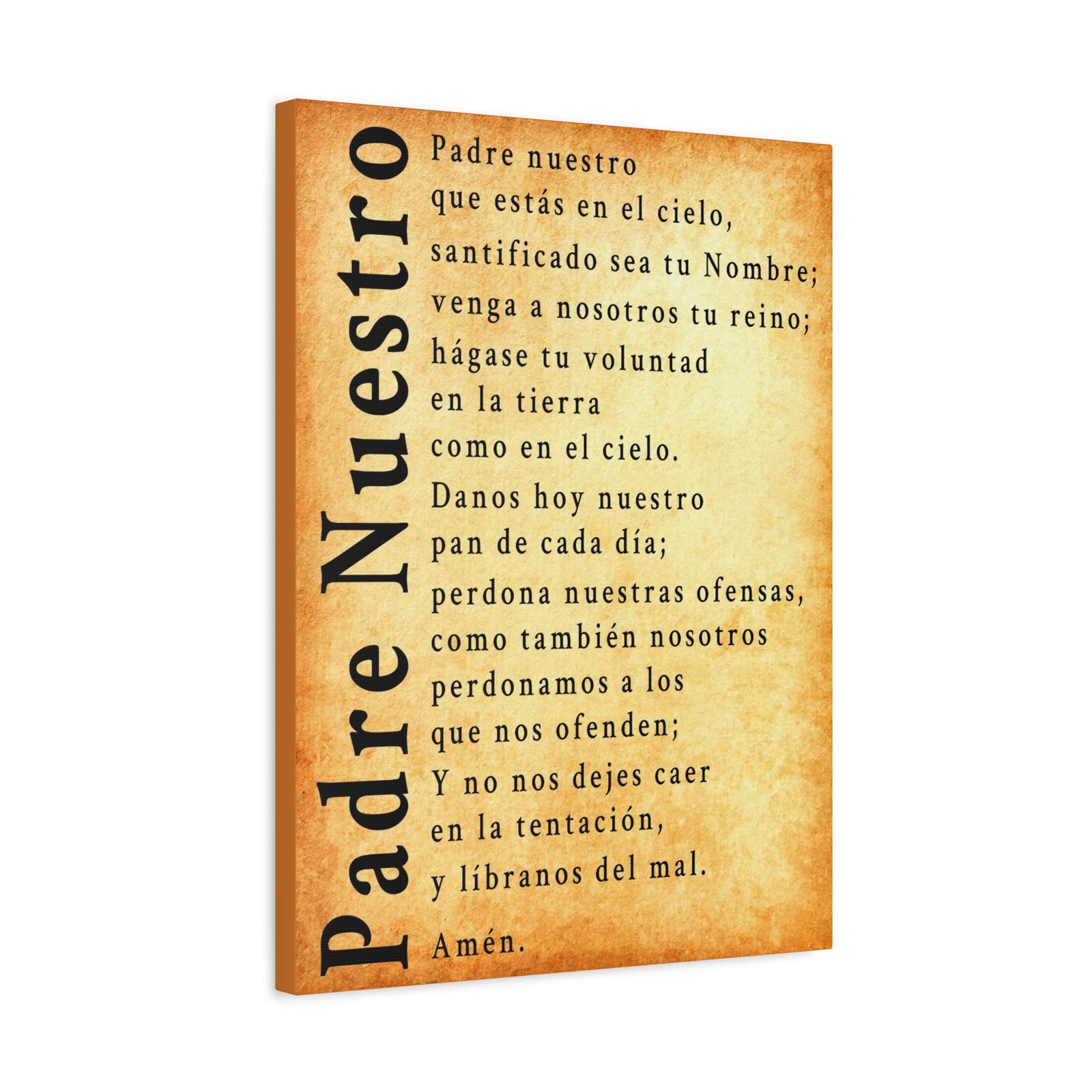 Scripture Walls Padre Nuestro Lord's Prayer Spanish Gold Canvas Christian Wall Art Ready to Hang Unframed-Express Your Love Gifts
