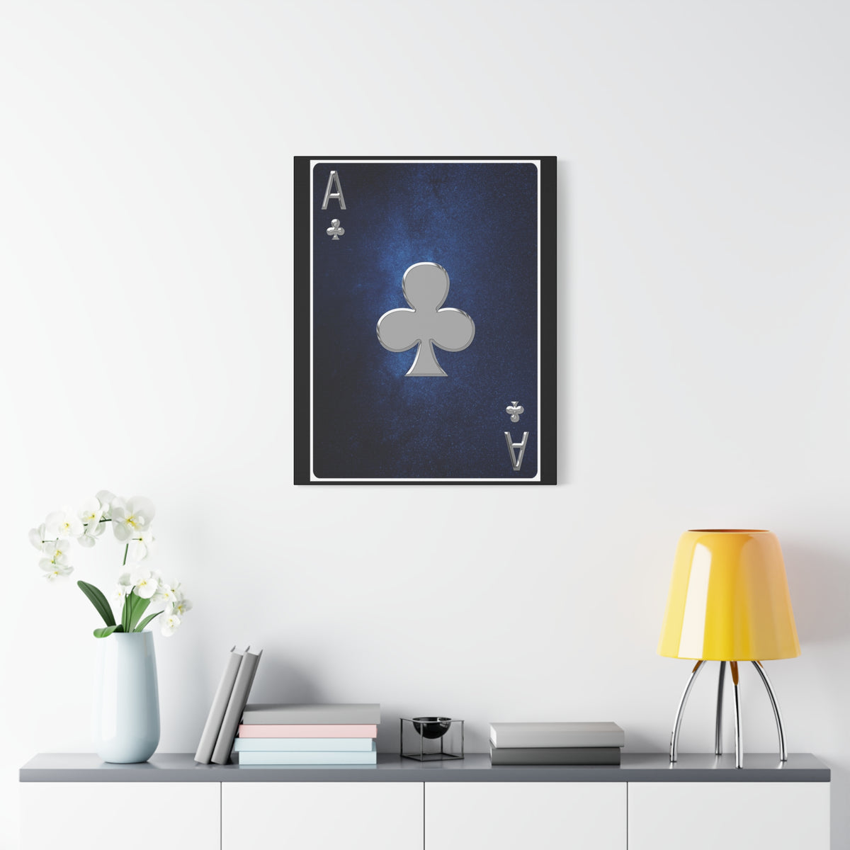 Ace Of Clubs Space Background Playing Card Canvas Wall Art for Home Decor Ready-to-Hang-Express Your Love Gifts