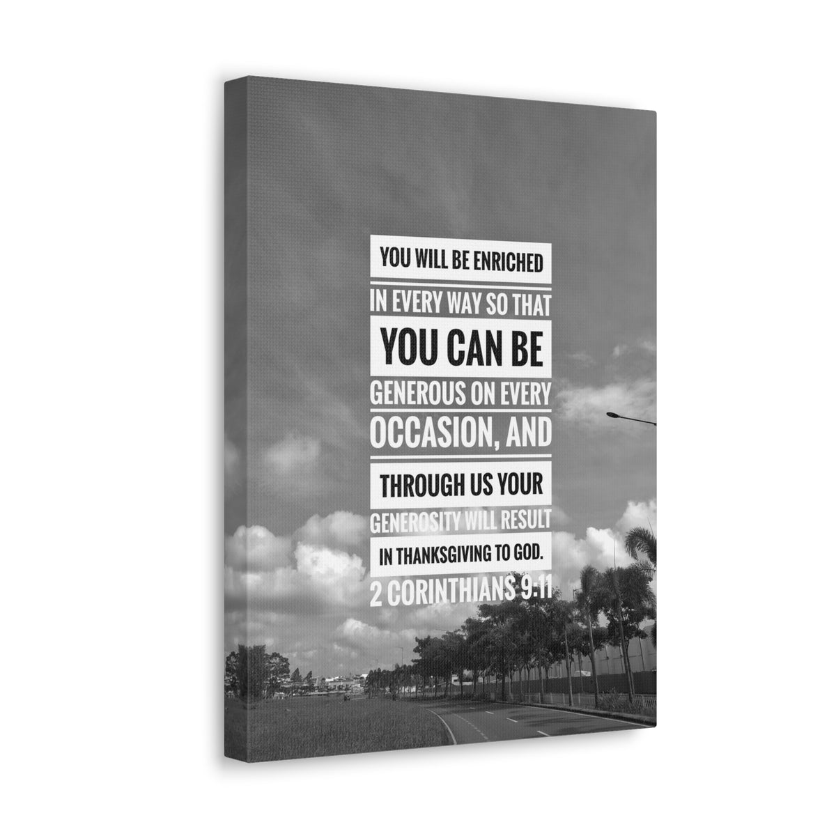 Scripture Canvas You Will Be Enriched 2 Corinthians 9:11 Christian Wall Art Bible Verse Print Ready to Hang-Express Your Love Gifts