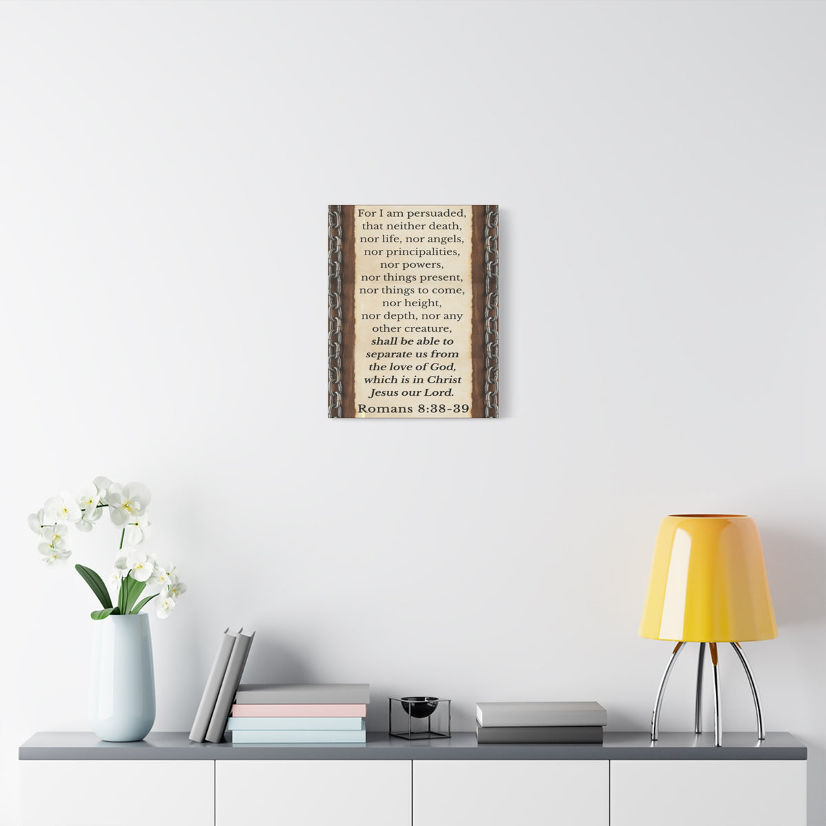 Scripture Walls Romans 8:38-39 Chain Bible Verse Canvas Christian Wall Art Ready to Hang Unframed-Express Your Love Gifts