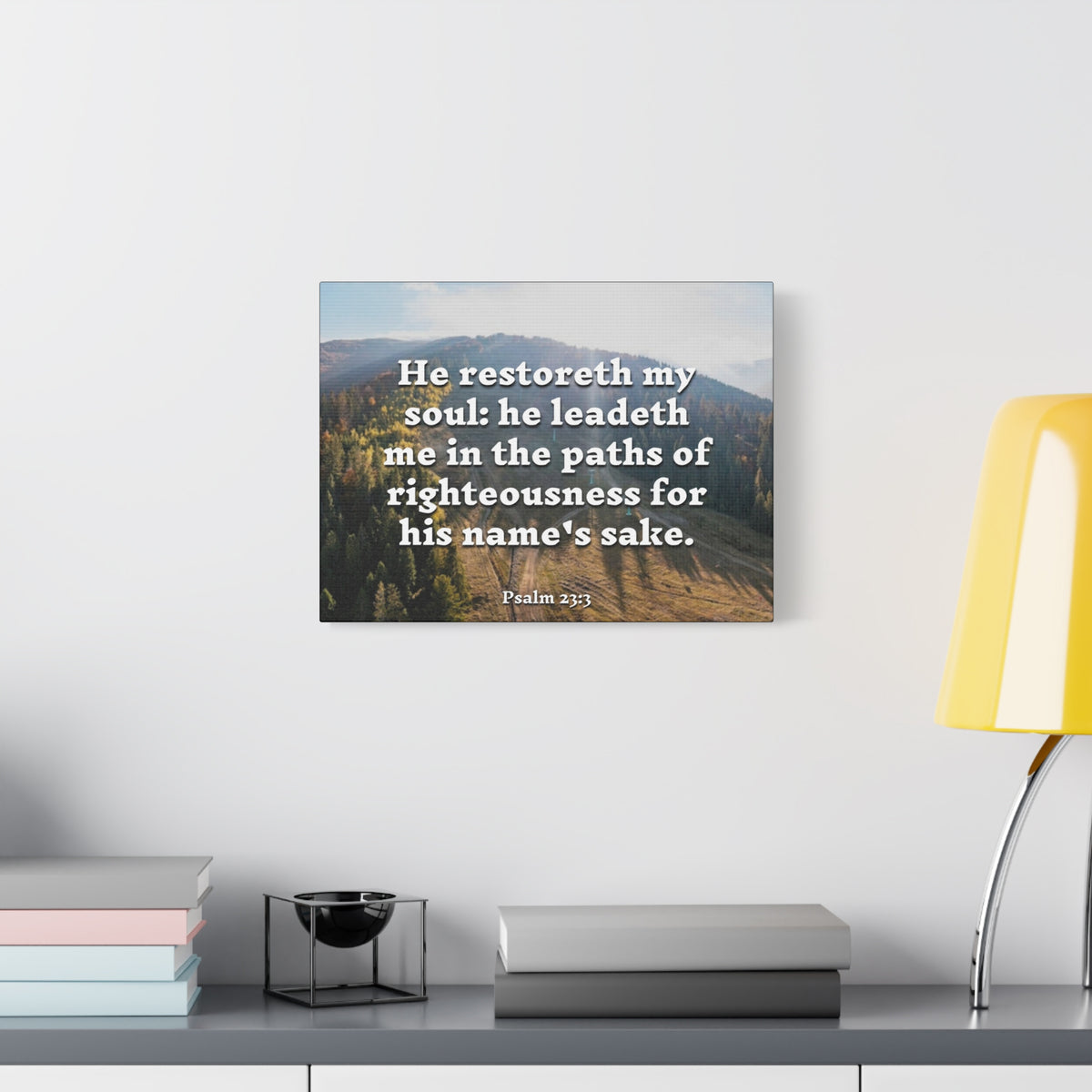 Scripture Canvas Paths Of Righteousness Psalm 23:3 Christian Wall Art Bible Verse Print Ready to Hang