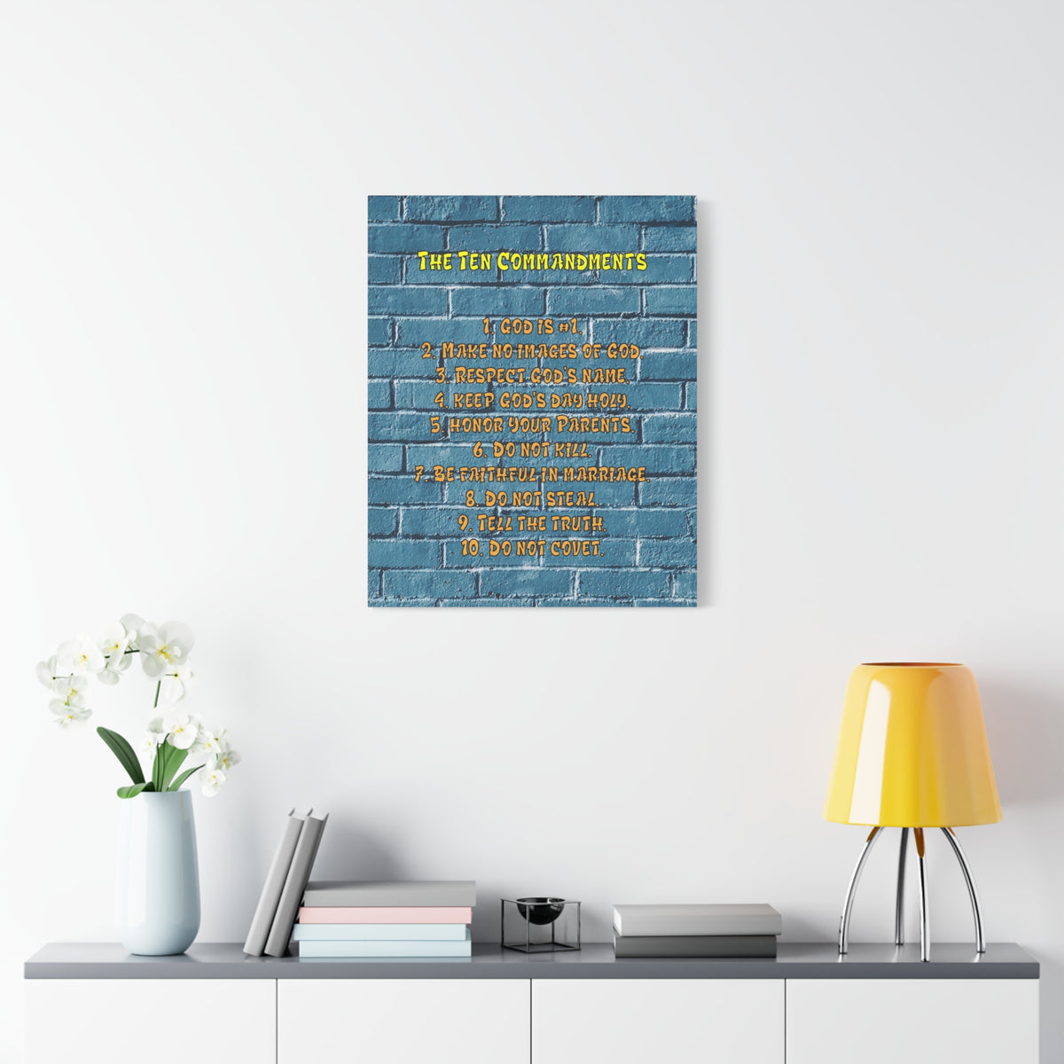 Scripture Canvas 10 Commandments For Kids Brick Wall Christian Wall Art Print Ready to Hang-Express Your Love Gifts