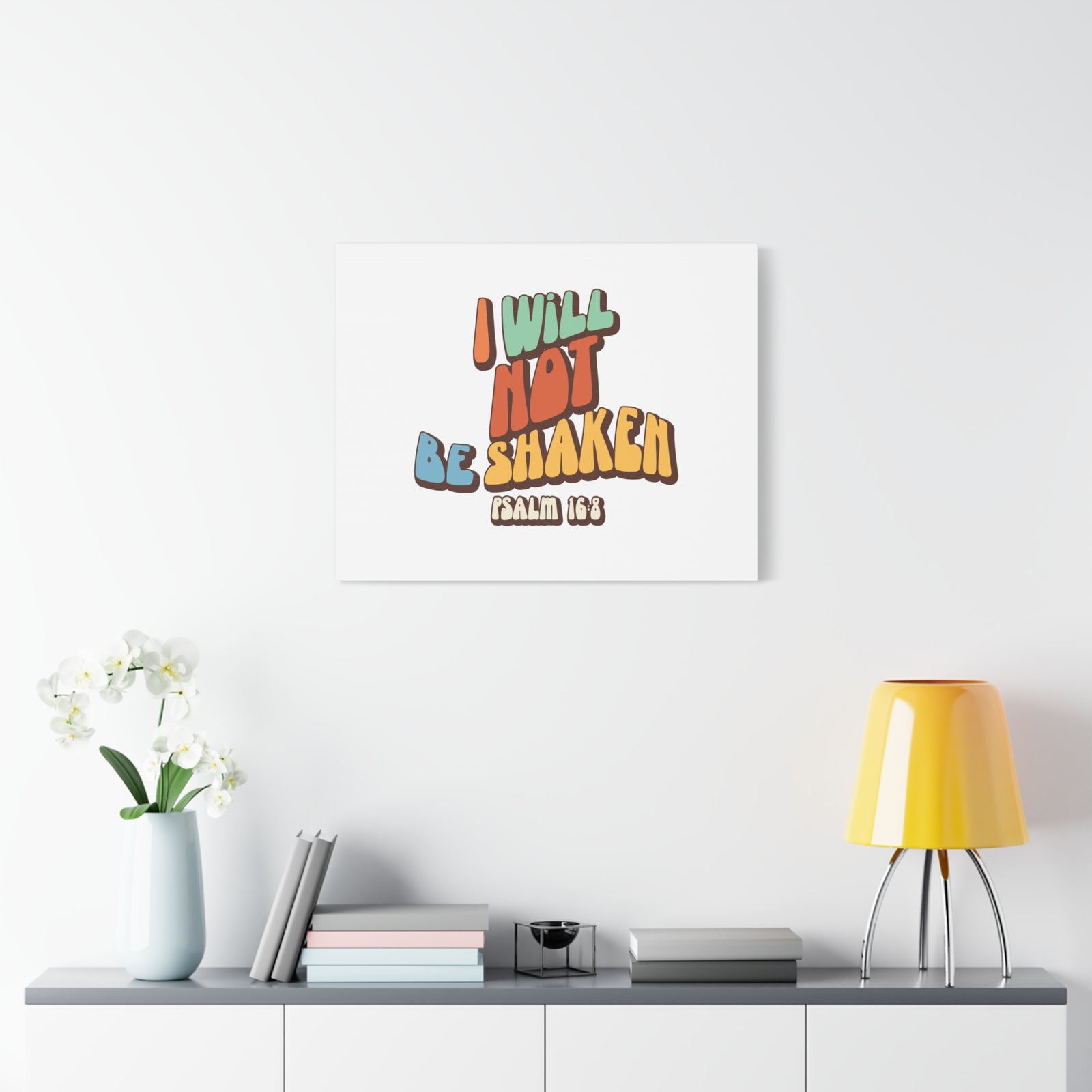 Scripture Walls Not Be Shaken Psalm 16:8 Orange Bible Verse Canvas Christian Wall Art Ready to Hang-Express Your Love Gifts