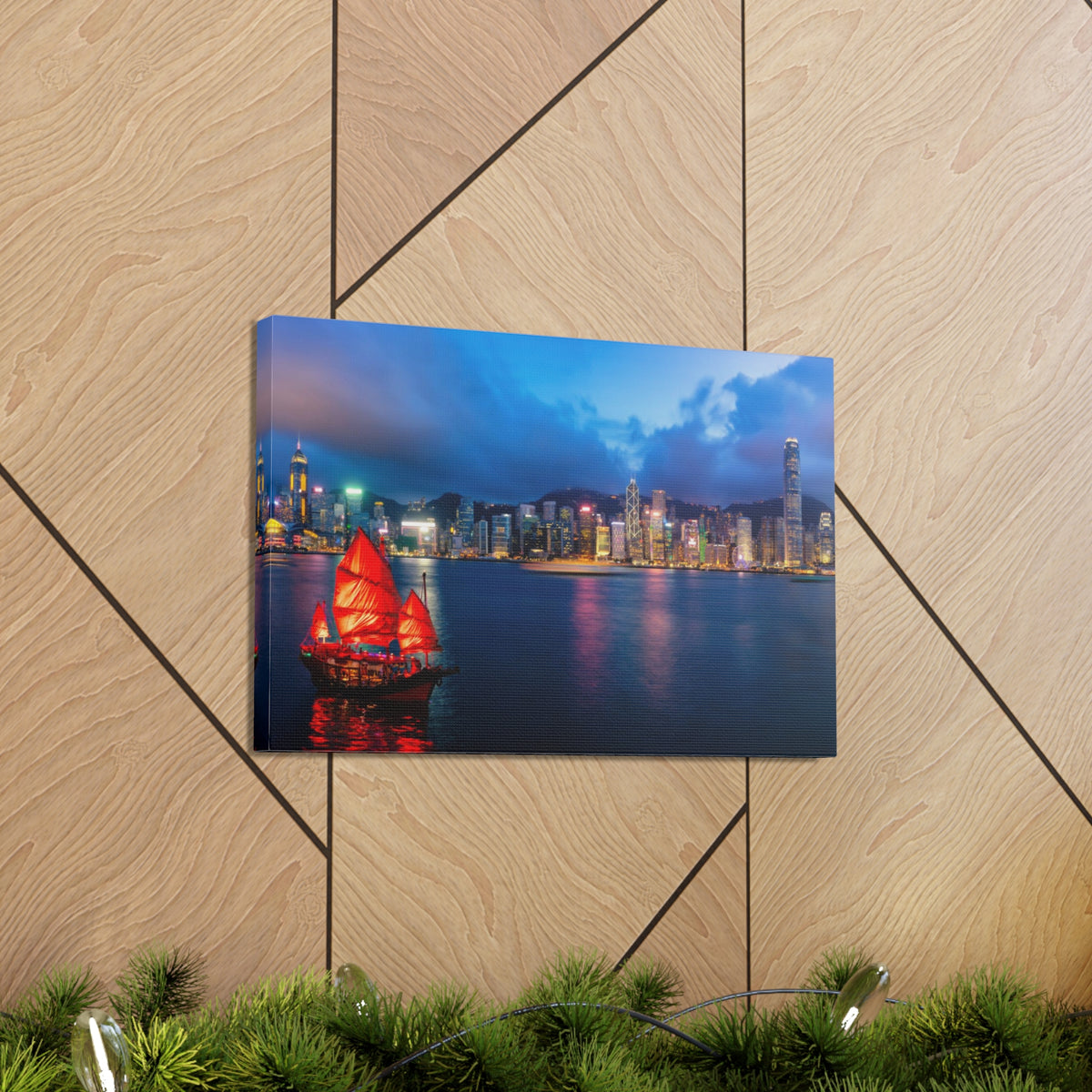 Hong Kong Night Skyline Canvas Artwork High-Quality Breathtaking Stunning Cityscape for Home Decor Ready to Hang-Express Your Love Gifts