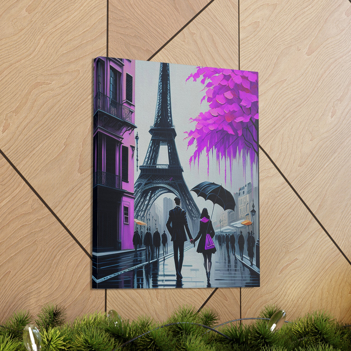 Romantic Couple Paris Eiffel Tower France Canvas Artwork High-Quality Breathtaking French City for Home Decor Ready to Hang-Express Your Love Gifts