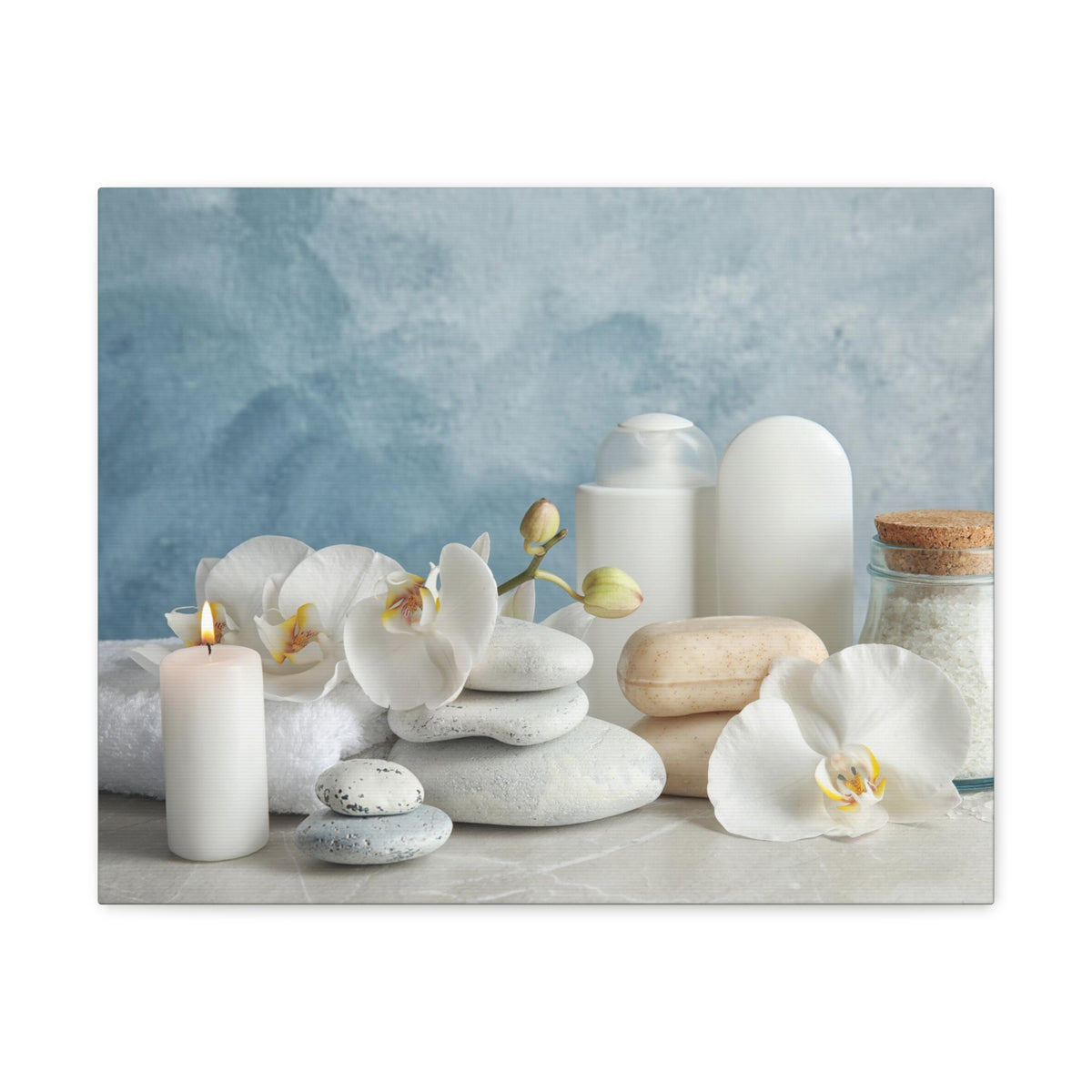 Stones on Light Table Forest Floral Nature Photography Canvas Wall Art for Home Decor Ready-to-Hang-Express Your Love Gifts