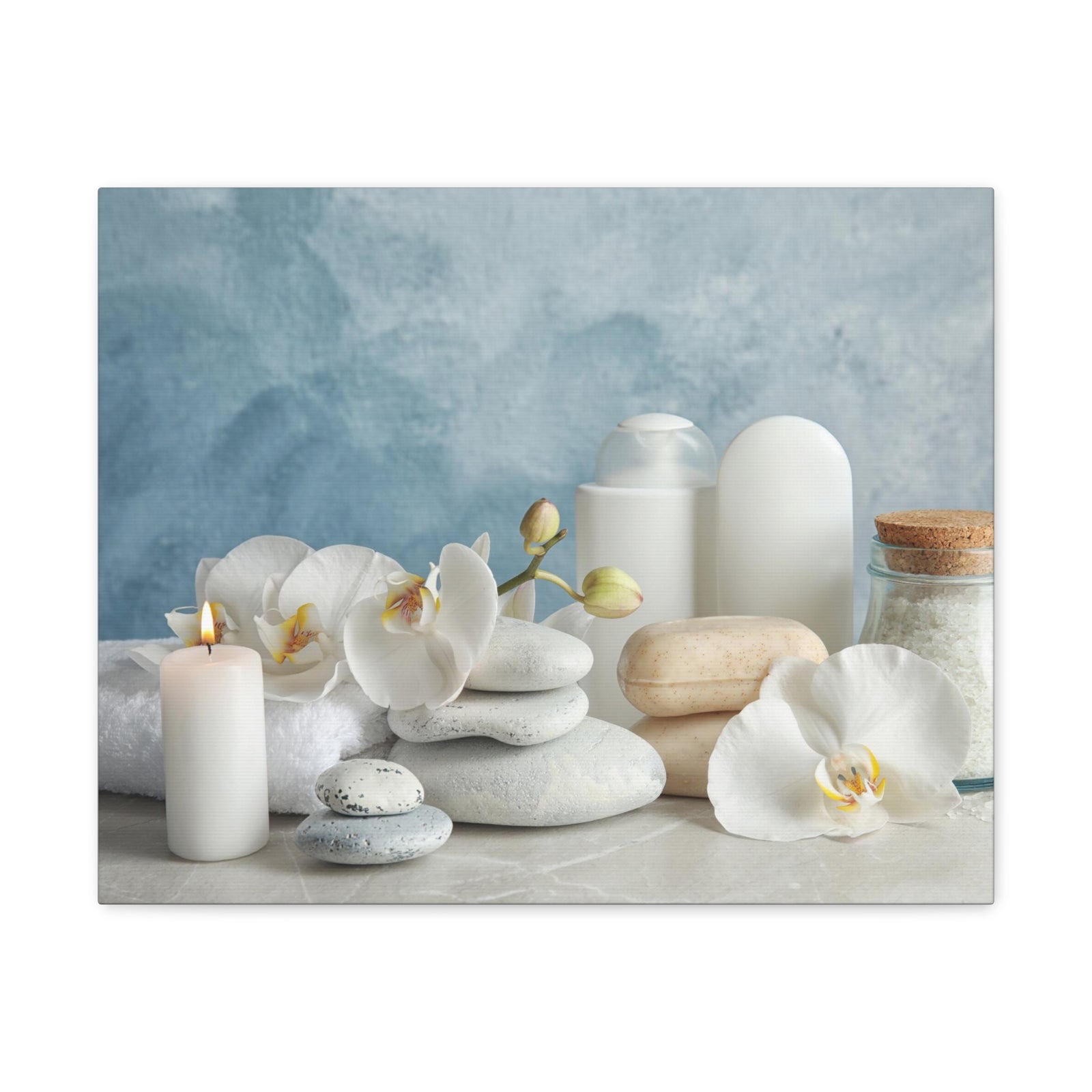 Stones on Light Table Forest Floral Nature Photography Canvas Wall Art for Home Decor Ready-to-Hang-Express Your Love Gifts