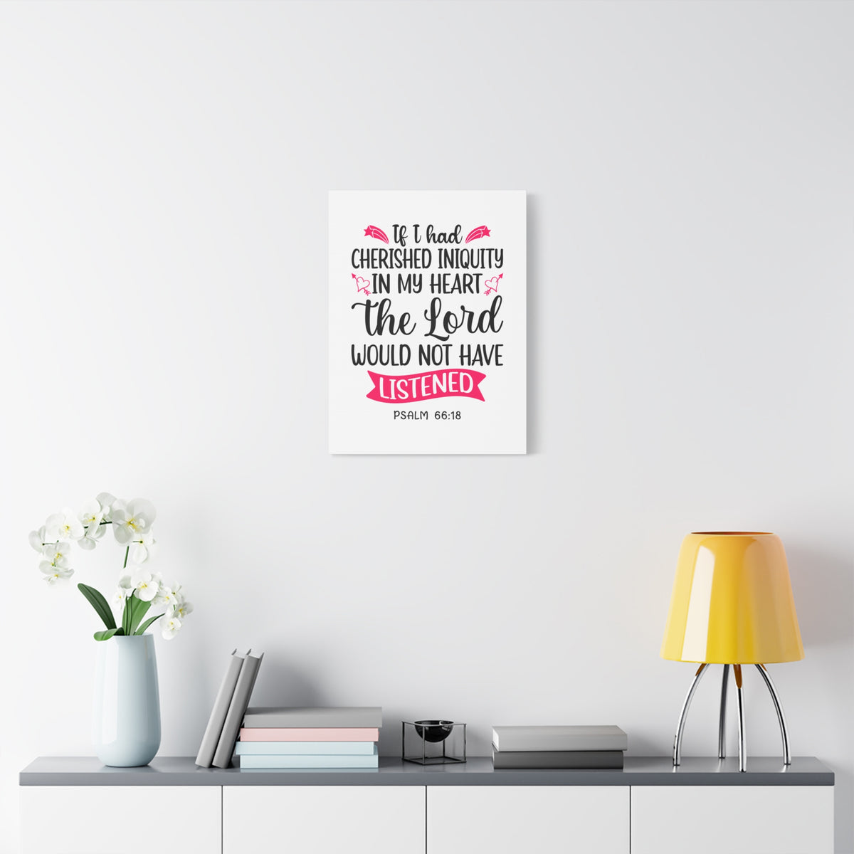 Scripture Canvas In My Heart Psalm 66:18 Christian Wall Art Bible Verse Print Ready to Hang-Express Your Love Gifts
