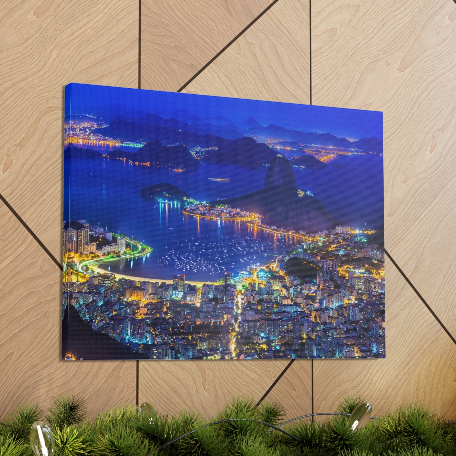 Rio de Janeiro Night Skyline Canvas Artwork High-Quality Breathtaking Stunning Cityscape for Home Decor Ready to Hang-Express Your Love Gifts