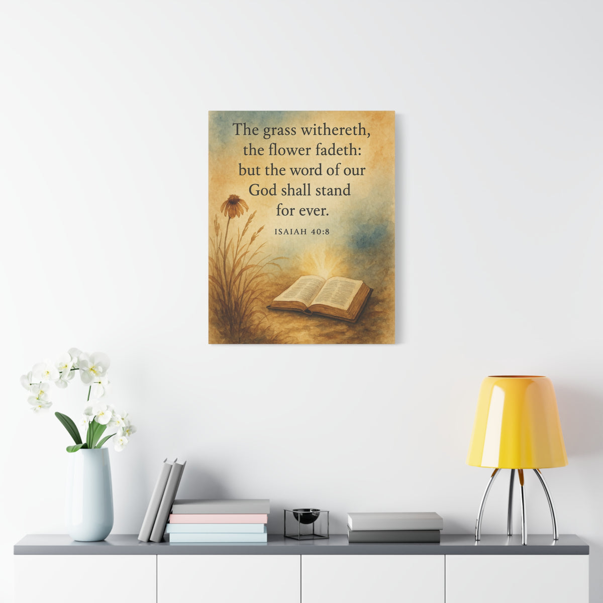 Bible Verse Canvas Isaiah 40:8 Christian Home Décor Wall Art Scripture Ready to Hang Faith Print-Express Your Love Gifts