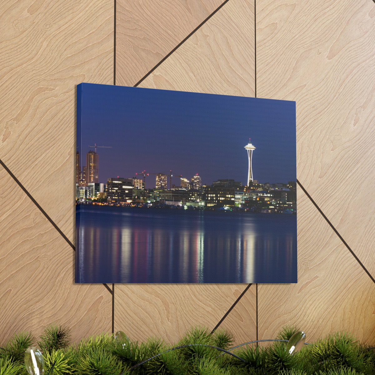 Seattle Night Skyline Canvas Artwork High-Quality Breathtaking Stunning Cityscape for Home Decor Ready to Hang-Express Your Love Gifts