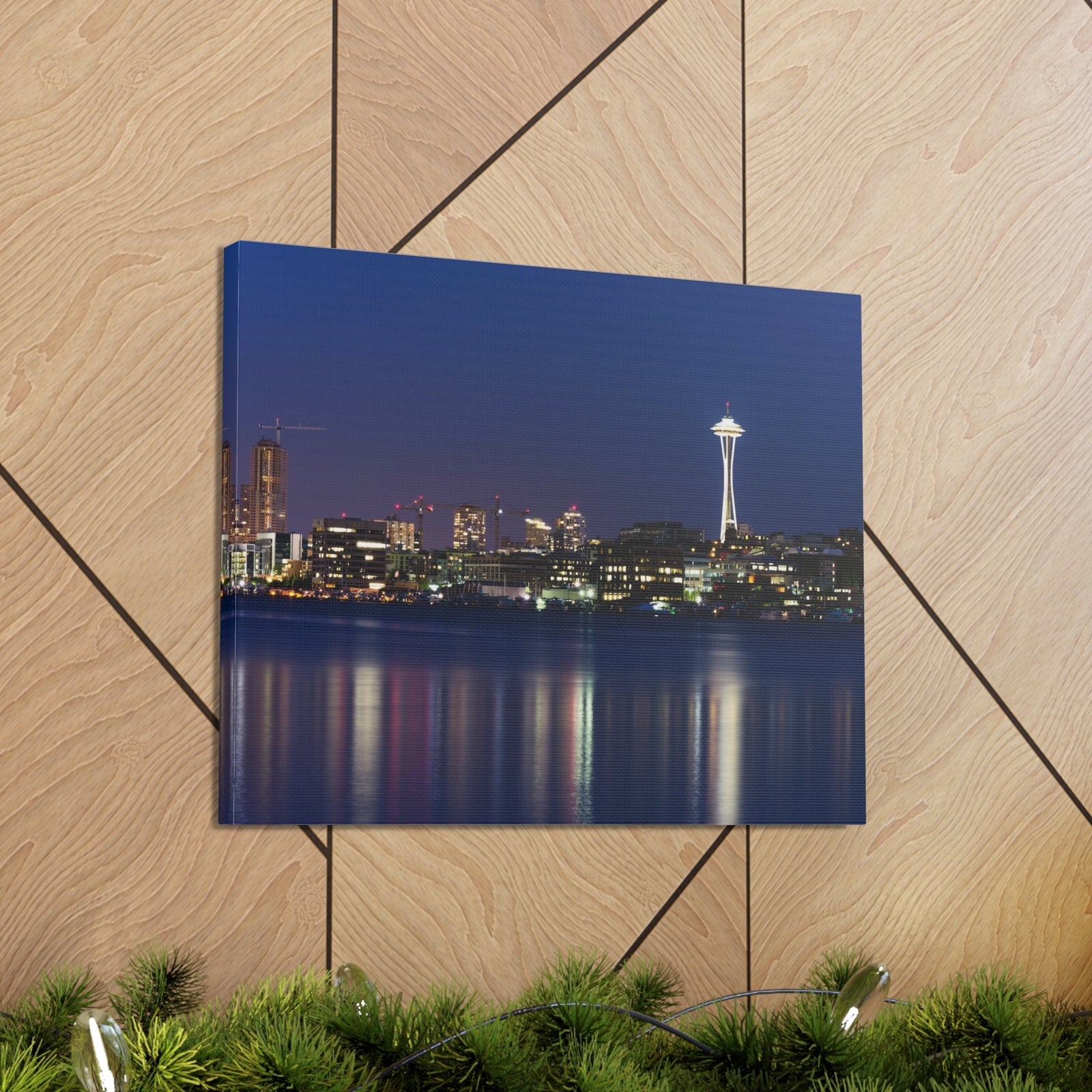 Seattle Night Skyline Canvas Artwork High-Quality Breathtaking Stunning Cityscape for Home Decor Ready to Hang-Express Your Love Gifts