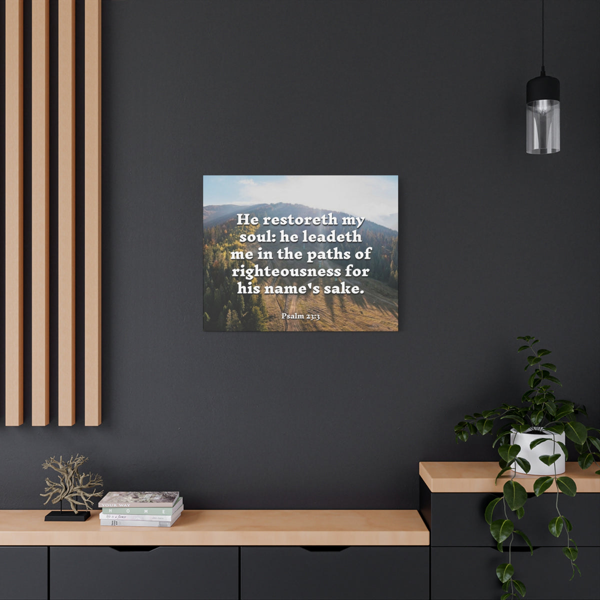 Scripture Canvas Paths Of Righteousness Psalm 23:3 Christian Wall Art Bible Verse Print Ready to Hang