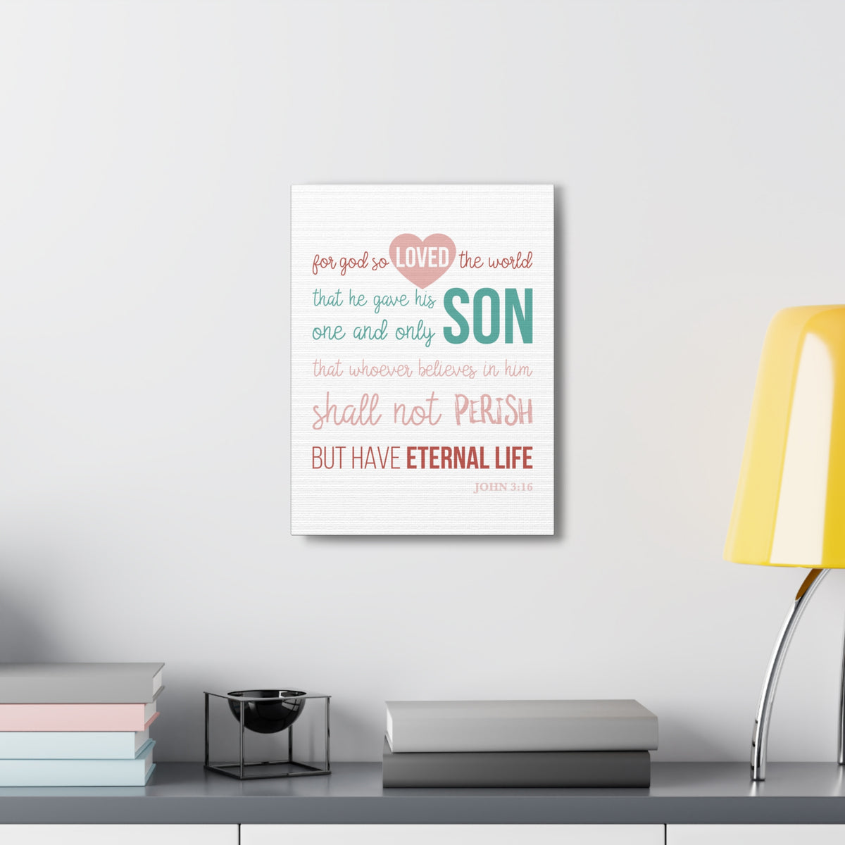 Scripture Canvas For God So Love John 3:16 Christian Wall Art Bible Verse Print Ready To Hang-Express Your Love Gifts