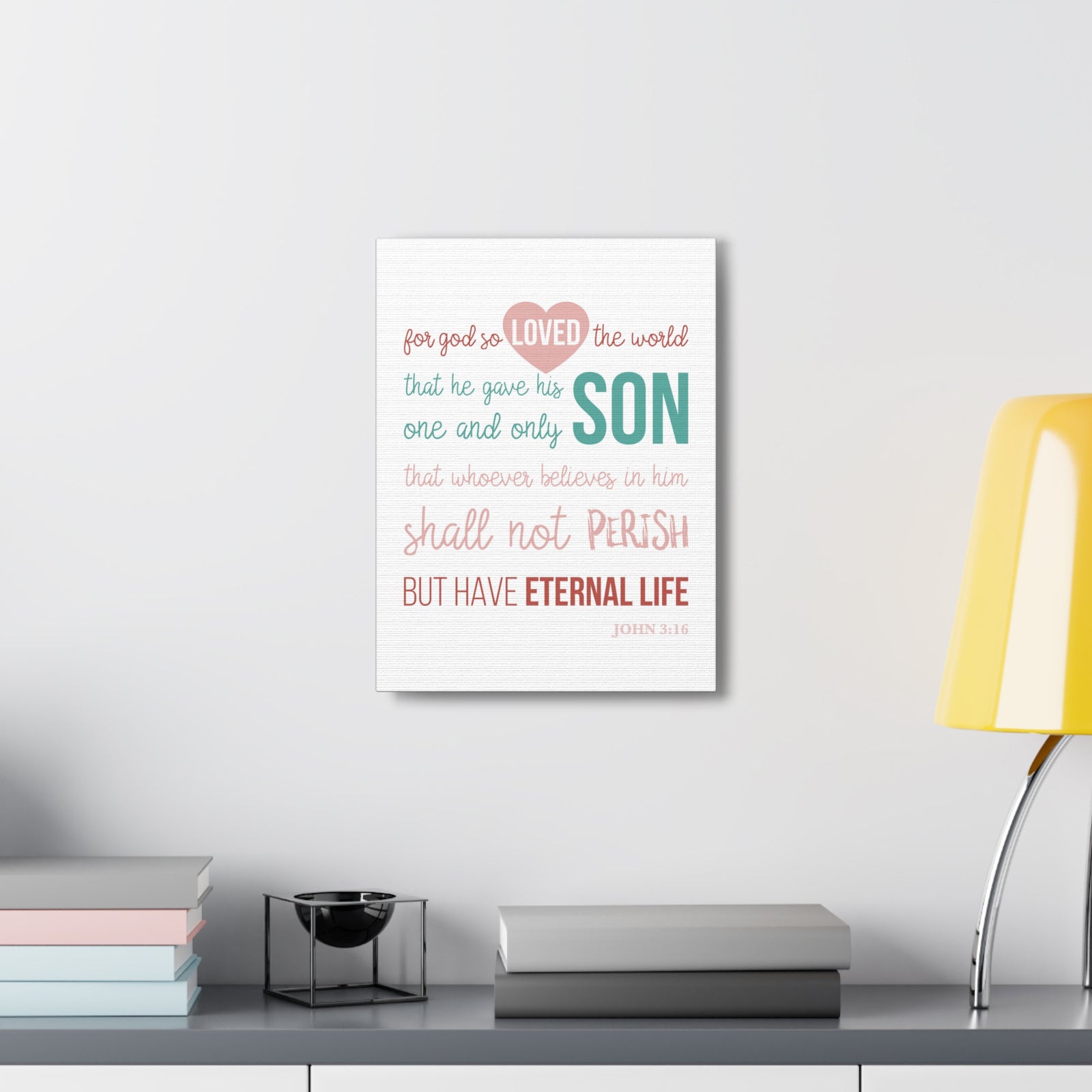 Scripture Canvas For God So Love John 3:16 Christian Wall Art Bible Verse Print Ready To Hang-Express Your Love Gifts