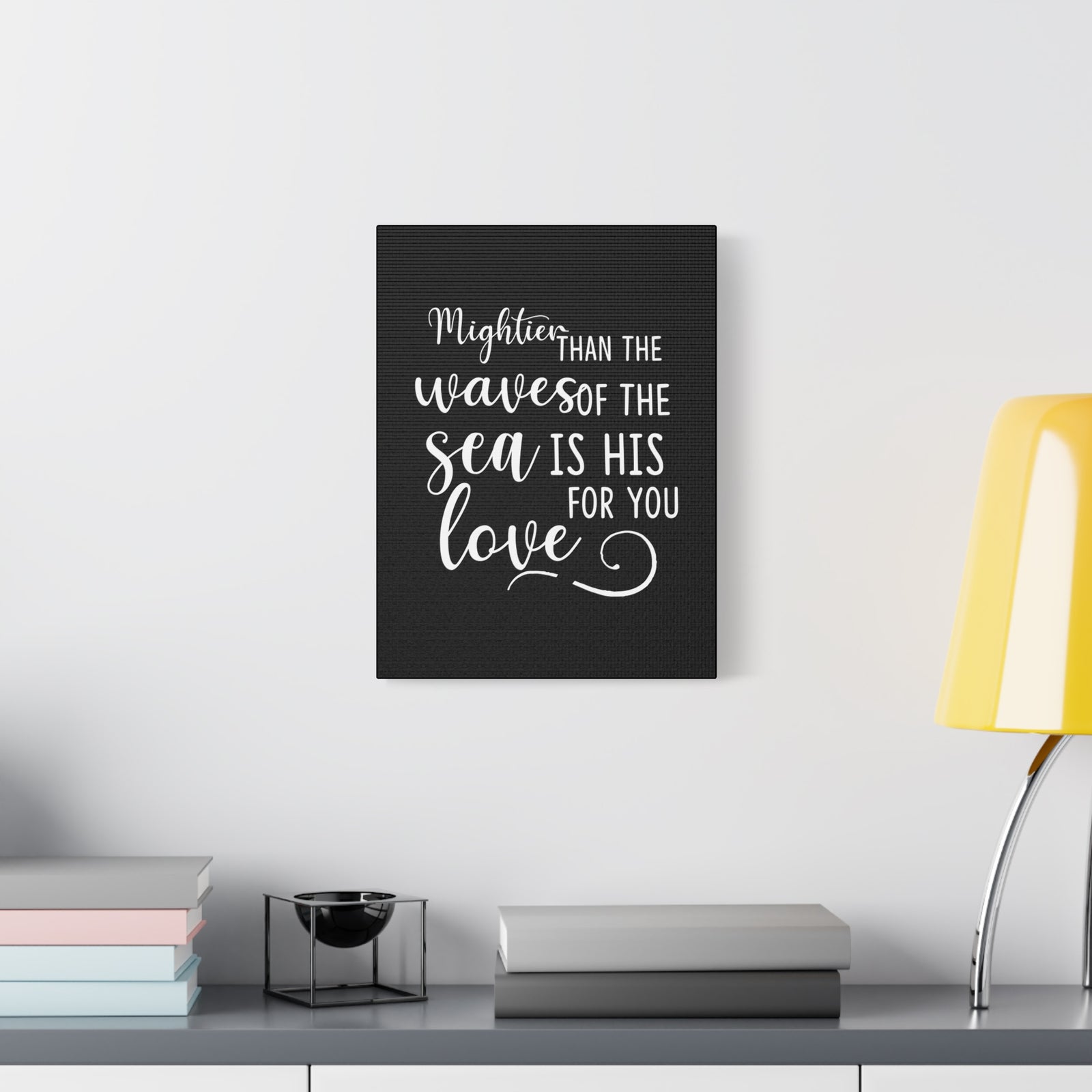 Scripture Canvas Mightier Than The Waves Of The Sea Psalm 93:4 Christian Wall Art Bible Verse Print Ready to Hang-Express Your Love Gifts