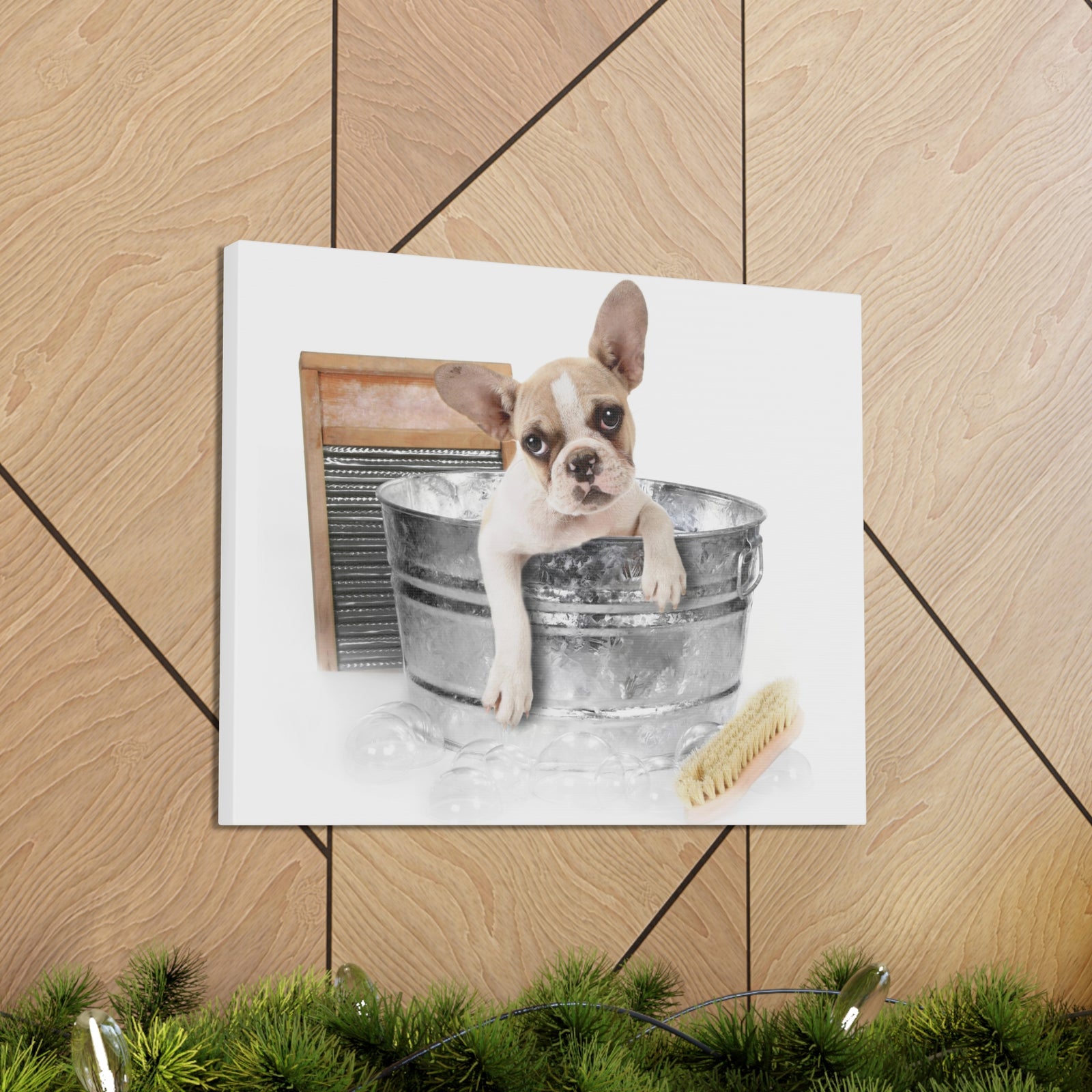 Cute French Bulldog Bath Canvas Wall Art for Home Decor Ready-to-Hang-Express Your Love Gifts