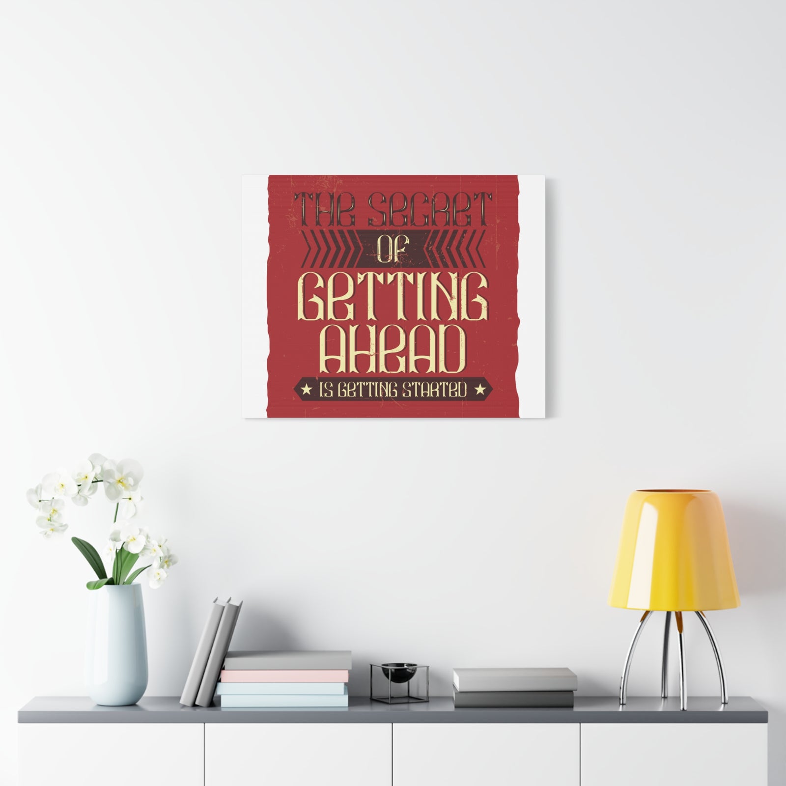Inspirational Quote Canvas Getting Started Wall Art Motivational Motto Inspiring Prints Artwork Decor Ready to Hang-Express Your Love Gifts