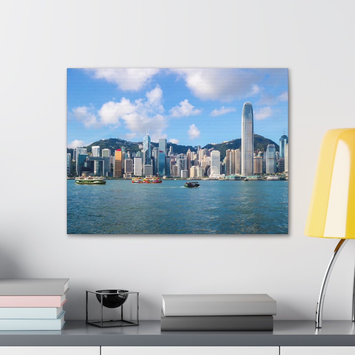 Hong Kong Daytime Skyline Canvas Artwork High-Quality Breathtaking Stunning Cityscape for Home Decor Ready to Hang-Express Your Love Gifts