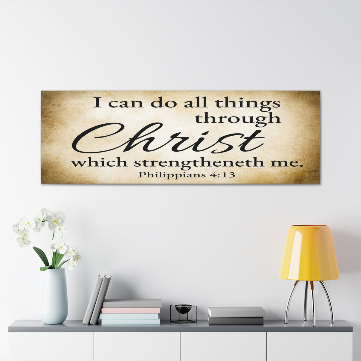 Scripture Walls Philippians 4:13 Gold Bible Verse Canvas Christian Wall Art Ready to Hang Unframed-Express Your Love Gifts