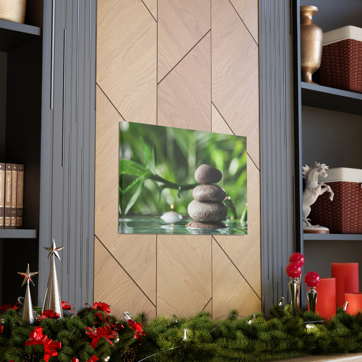 Candle with Bamboo Stem Forest Floral Nature Photography Canvas Wall Art for Home Decor Ready-to-Hang-Express Your Love Gifts