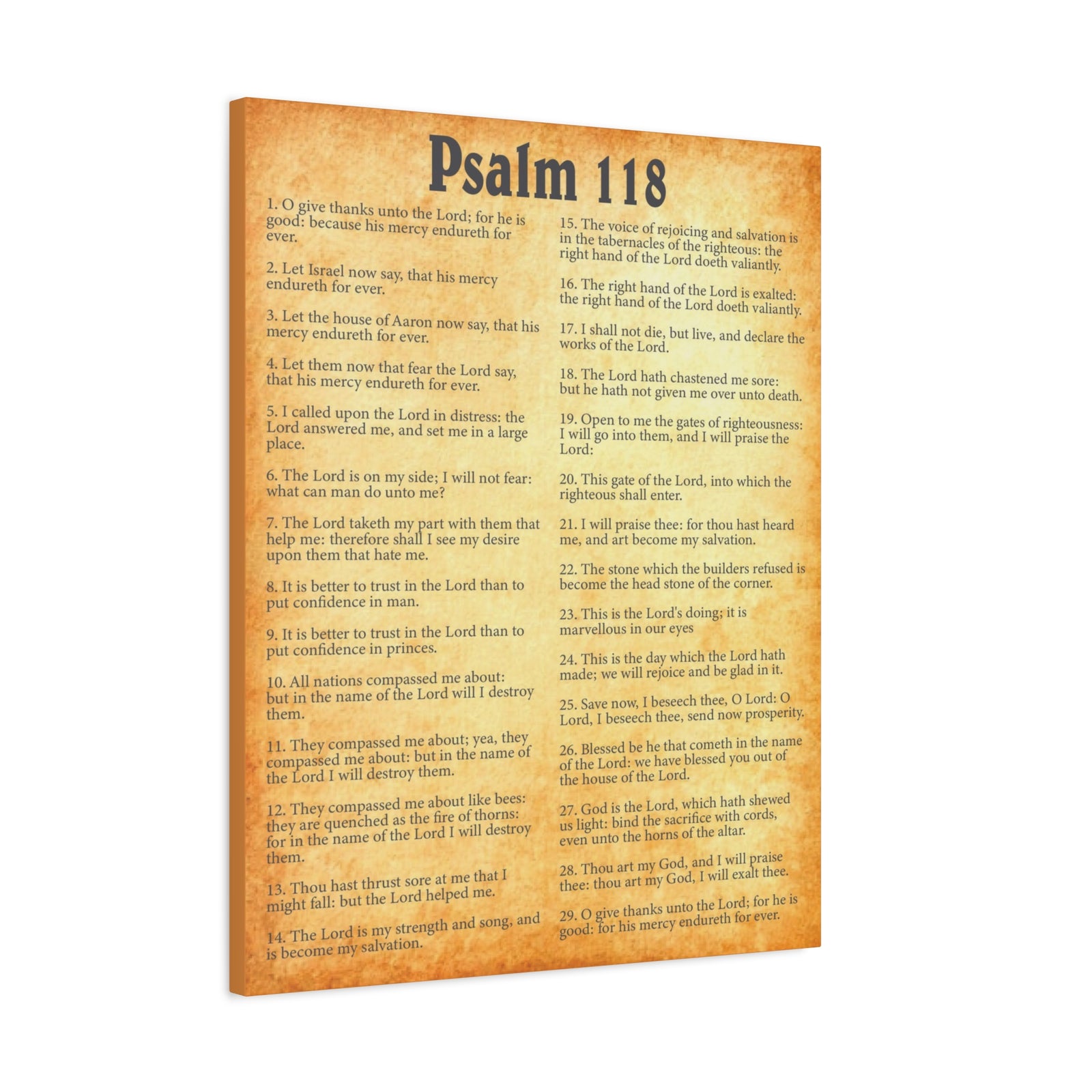 Scripture Walls Psalm 118 Gold Bible Chapter Canvas Christian Wall Art Ready to Hang-Express Your Love Gifts