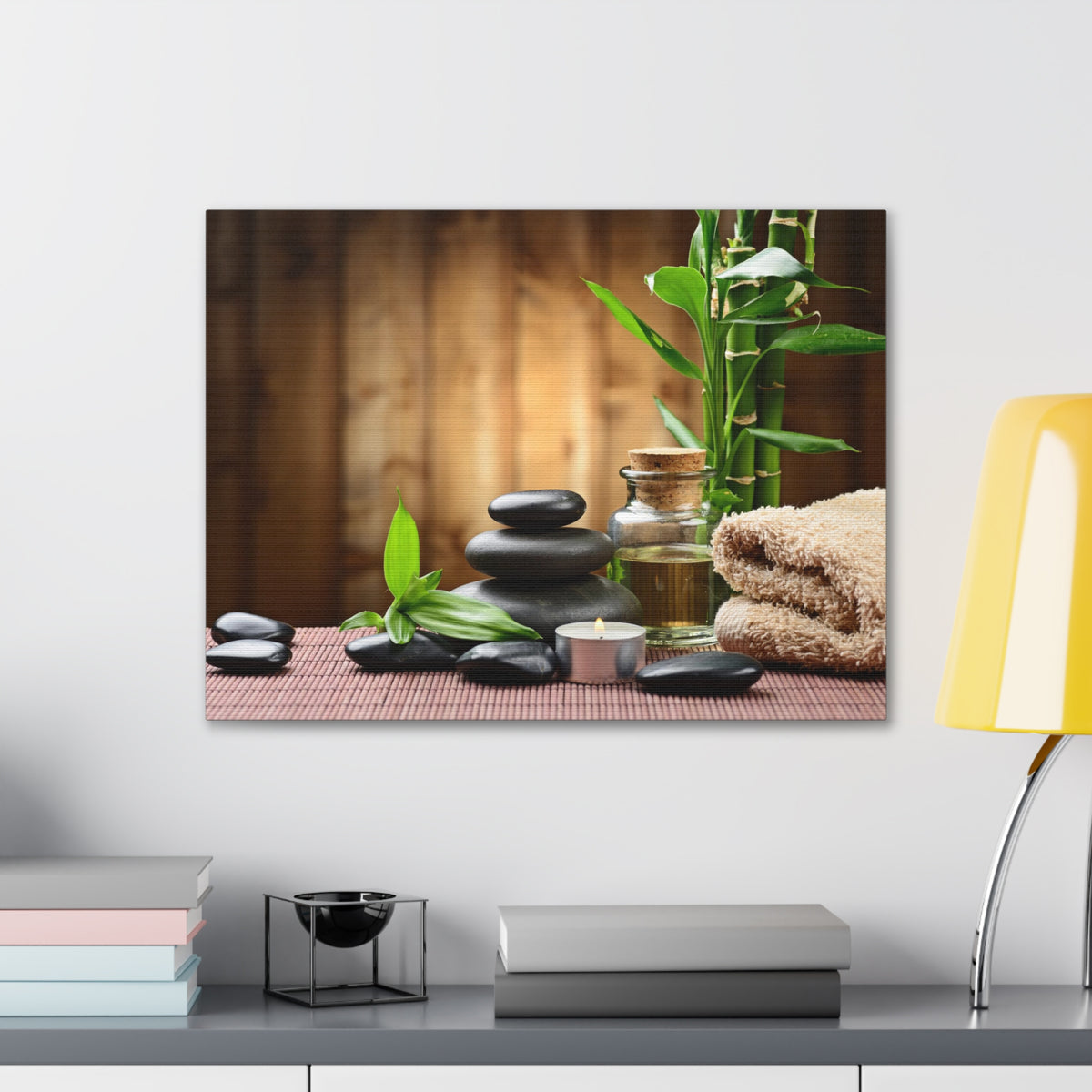 Zen Stones and Bamboo Forest Floral Nature Photography Canvas Wall Art for Home Decor Ready-to-Hang-Express Your Love Gifts