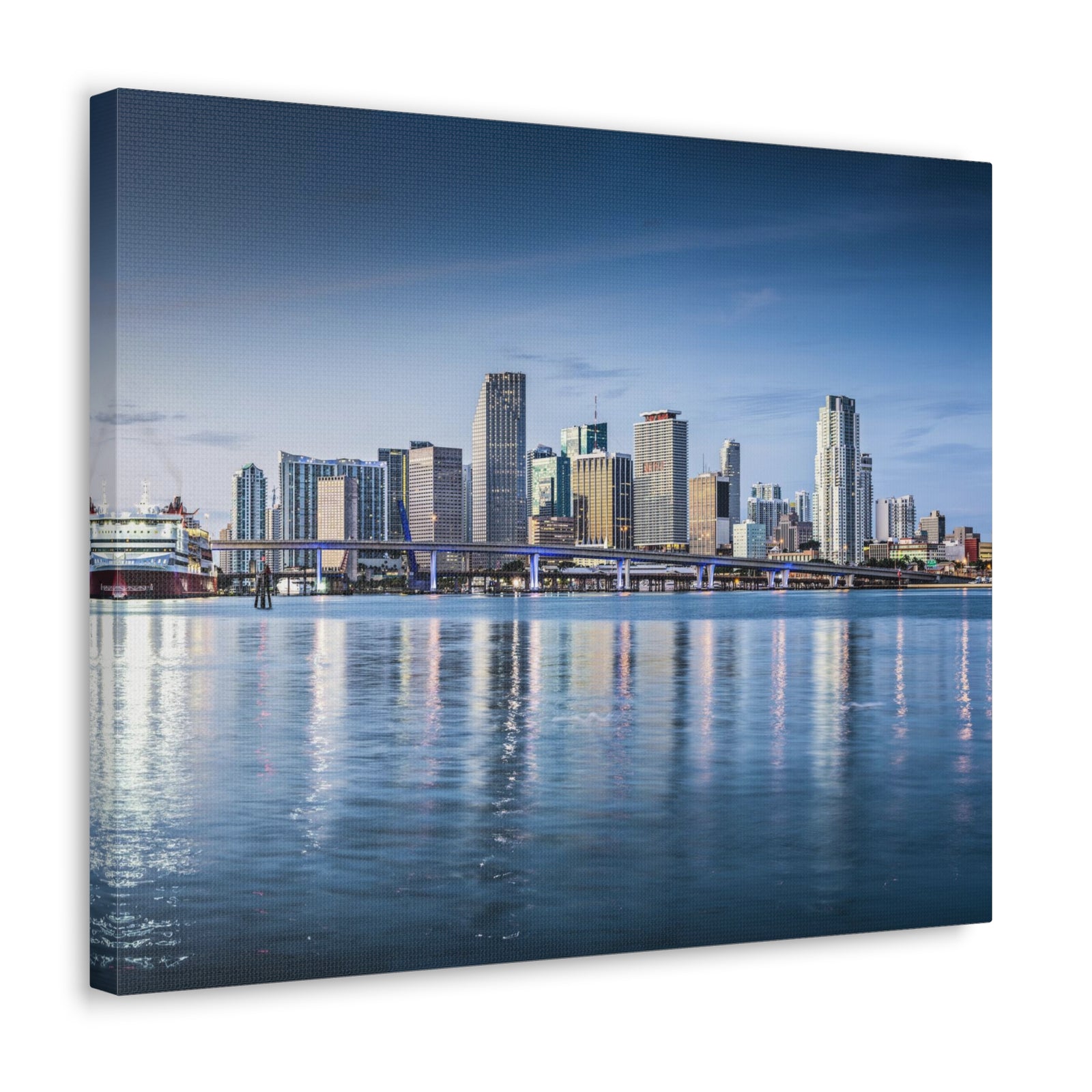 Miami Daytime Skyline Canvas Artwork High-Quality Breathtaking Stunning Cityscape for Home Decor Ready to Hang-Express Your Love Gifts