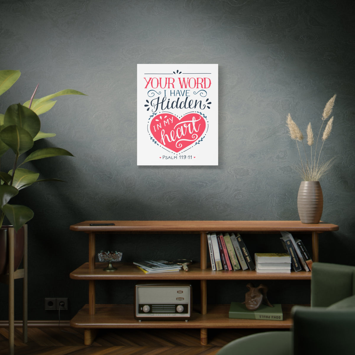 Scripture Canvas In My Heart Psalm 119:11 Christian Wall Art Bible Verse Print Ready to Hang-Express Your Love Gifts