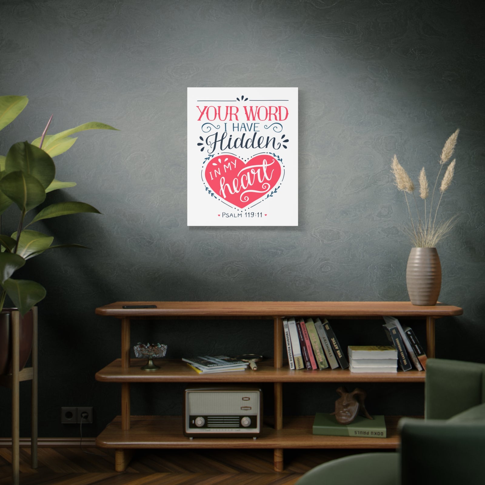 Scripture Canvas In My Heart Psalm 119:11 Christian Wall Art Bible Verse Print Ready to Hang-Express Your Love Gifts