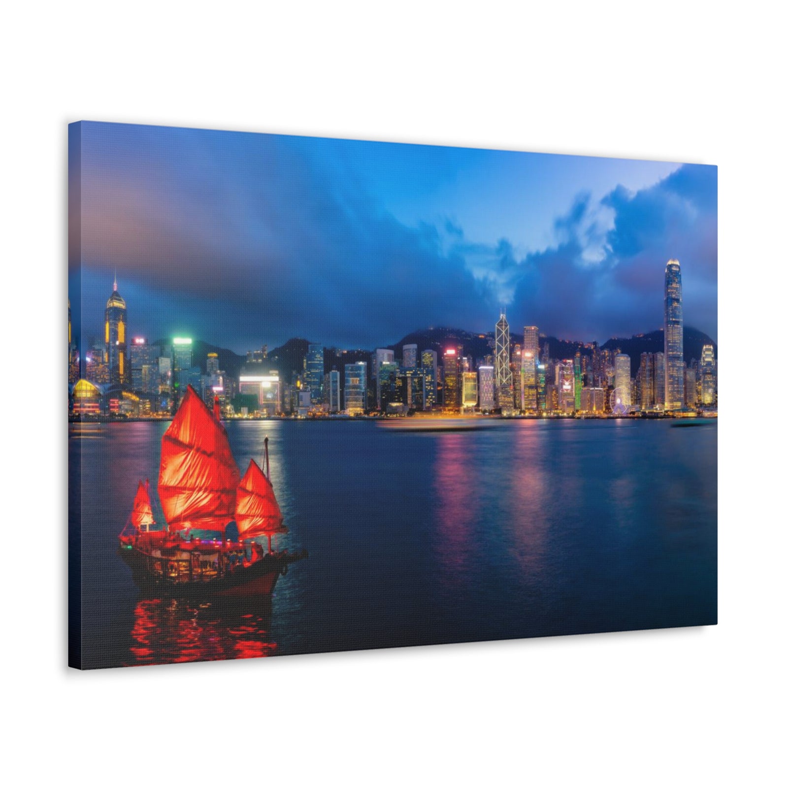 Hong Kong Night Skyline Canvas Artwork High-Quality Breathtaking Stunning Cityscape for Home Decor Ready to Hang-Express Your Love Gifts