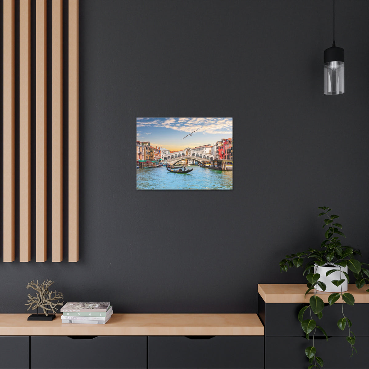 Venice Rialto Bridge Nature Wilderness Photography Canvas Wall Art for Home Decor Ready-to-Hang-Express Your Love Gifts
