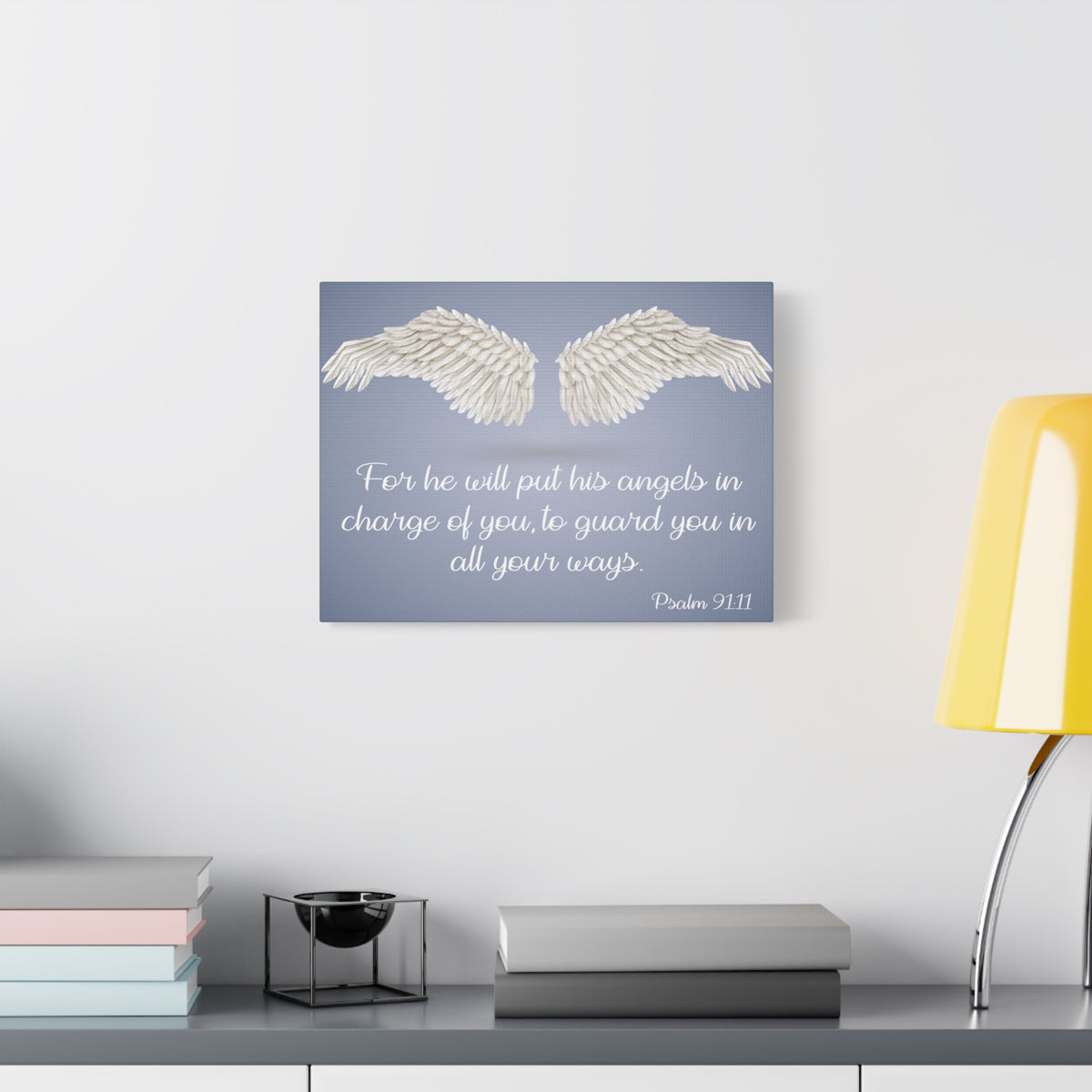 Bible Verse Canvas God's Angels Psalm 91:11 Christian Home Décor Wall Art Scripture Ready to Hang Faith Print-Express Your Love Gifts