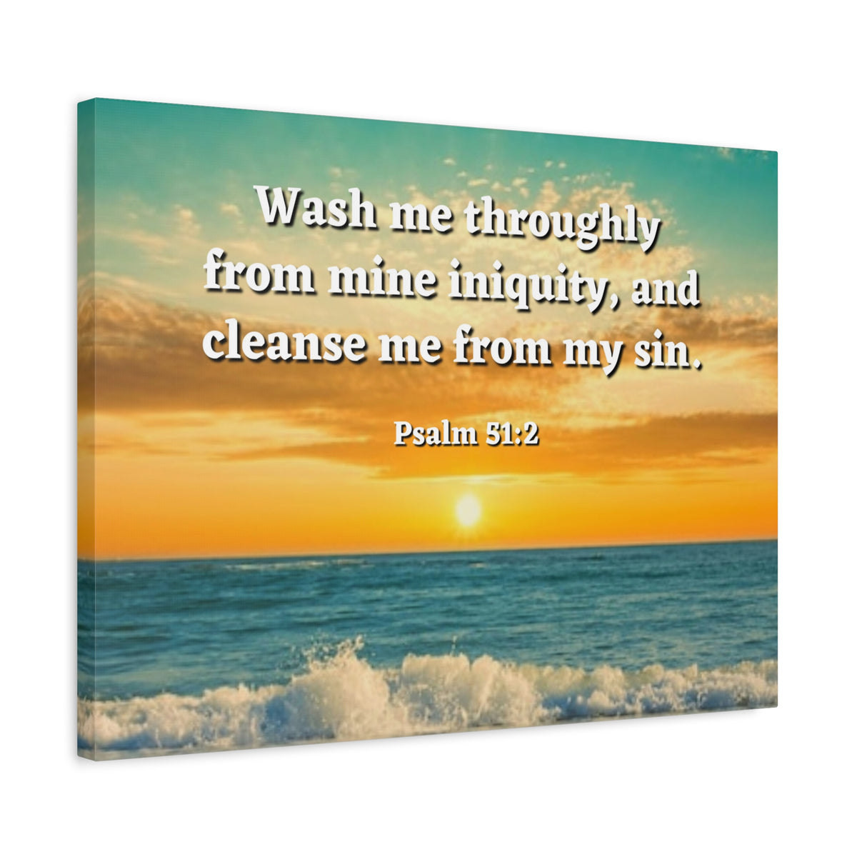 Scripture Canvas Washed Away Psalm 51:2 Christian Wall Art Bible Verse Print Ready to Hang-Express Your Love Gifts