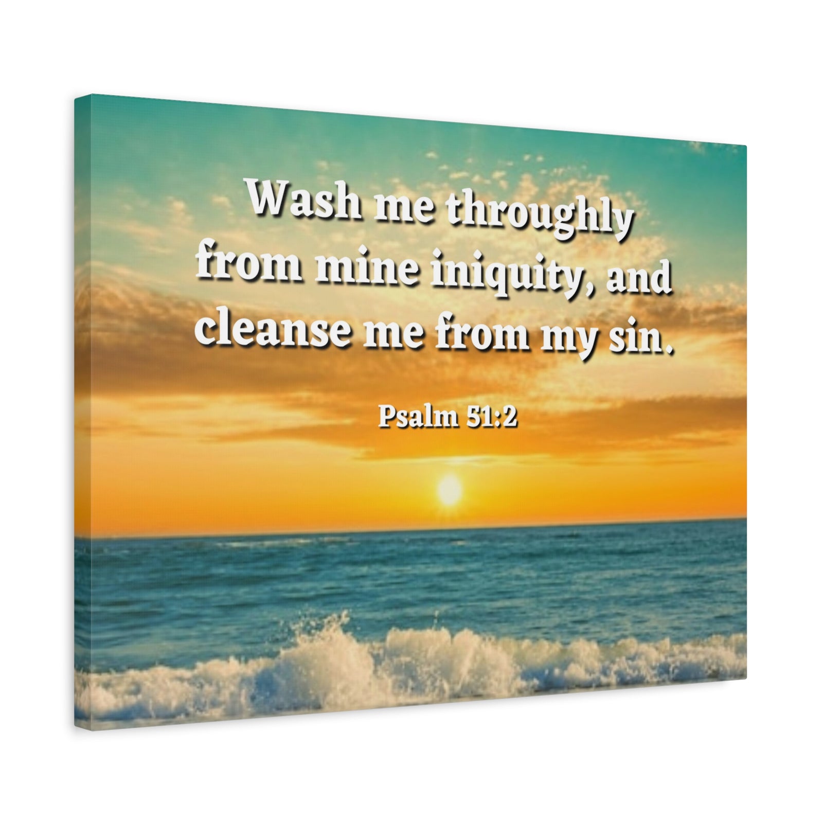 Scripture Canvas Washed Away Psalm 51:2 Christian Wall Art Bible Verse Print Ready to Hang-Express Your Love Gifts