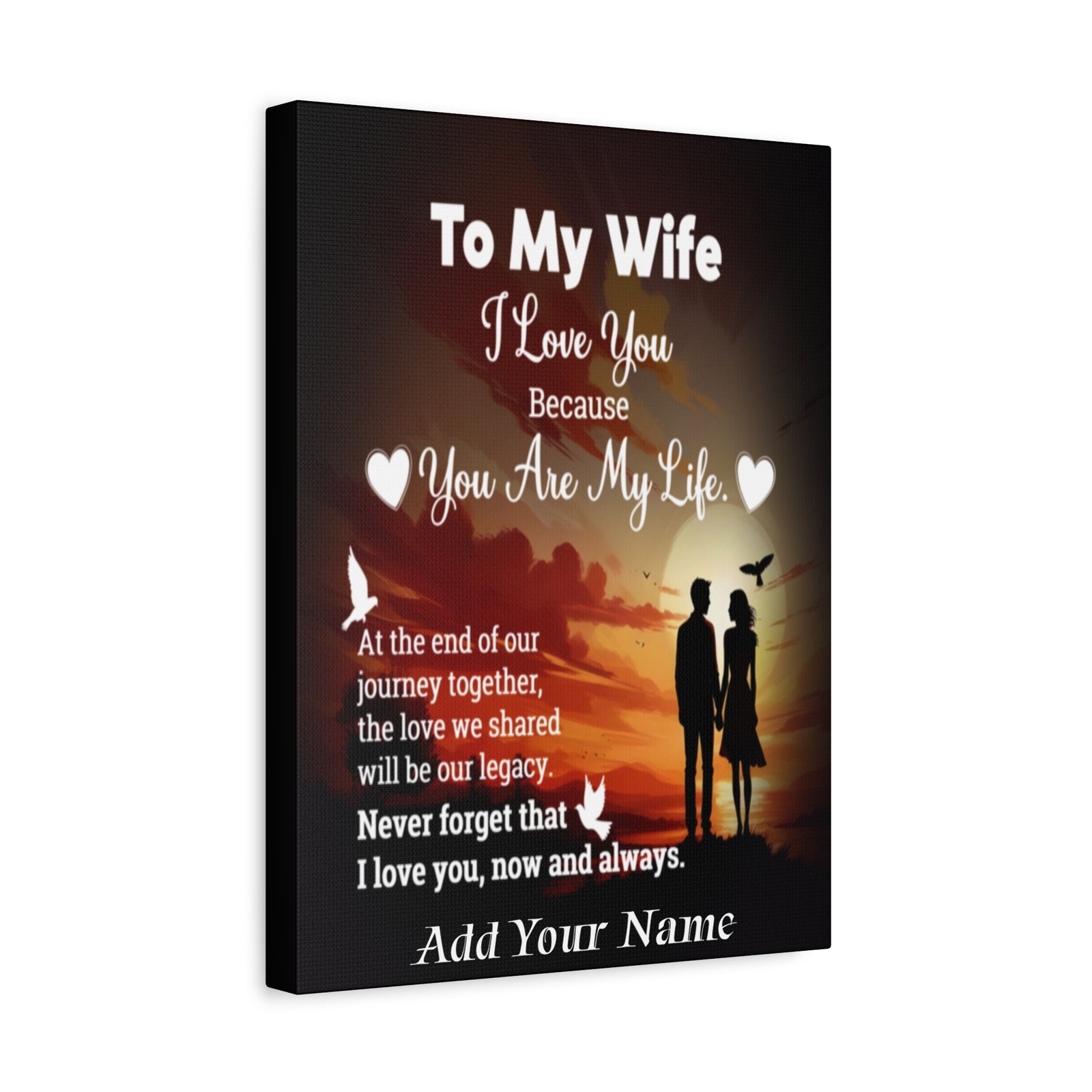 Personalized To My Wife Sunset Romance Canvas Wall Art - Heartfelt Gift of Love & Legacy-Express Your Love Gifts