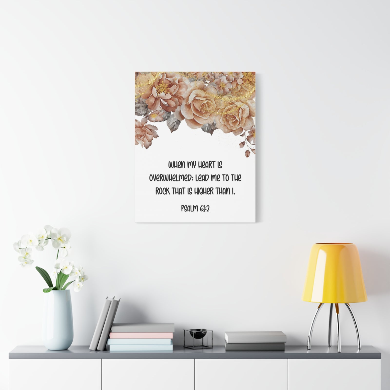 Scripture Walls Higher Than I Psalm 61:2 Floral Bible Verse Canvas Christian Wall Art Ready to Hang-Express Your Love Gifts