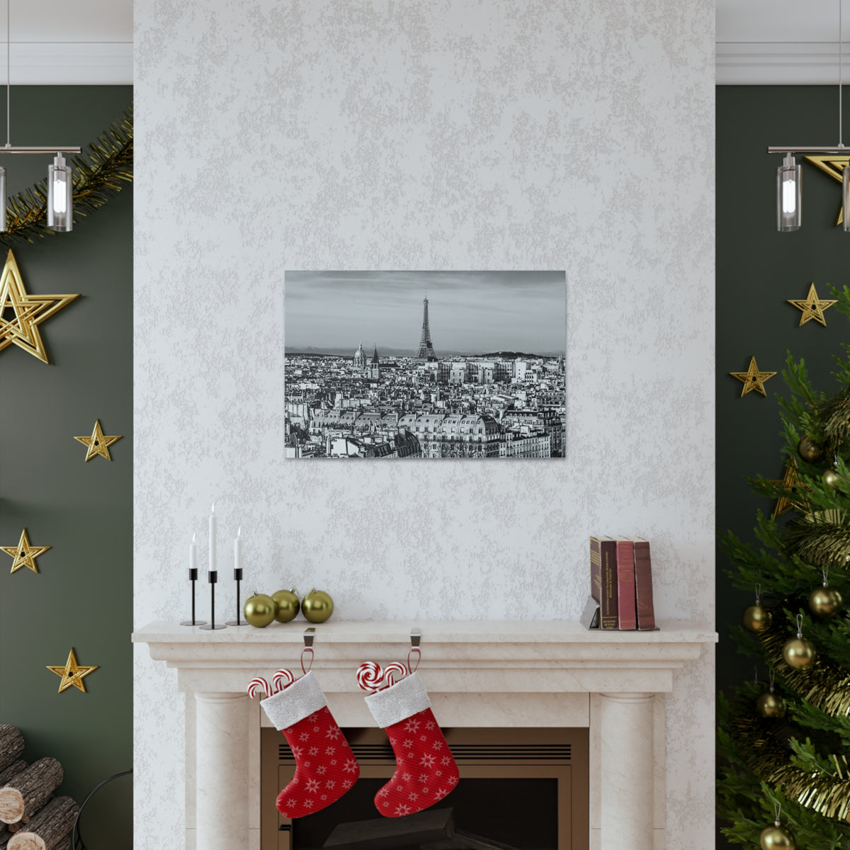 Paris Black And White Skyline Canvas Artwork High-Quality Breathtaking Stunning Cityscape for Home Decor Ready to Hang-Express Your Love Gifts