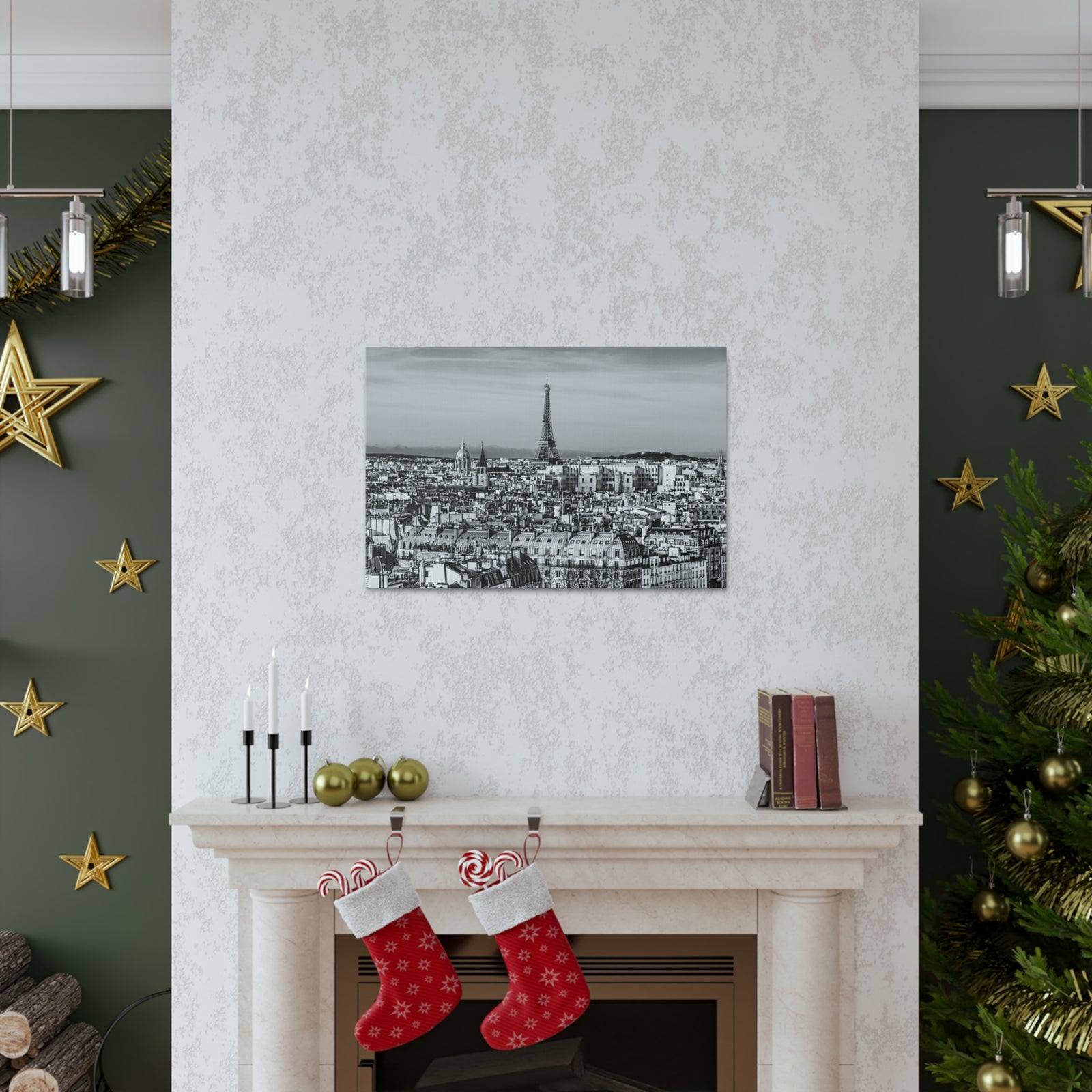 Paris Black And White Skyline Canvas Artwork High-Quality Breathtaking Stunning Cityscape for Home Decor Ready to Hang-Express Your Love Gifts