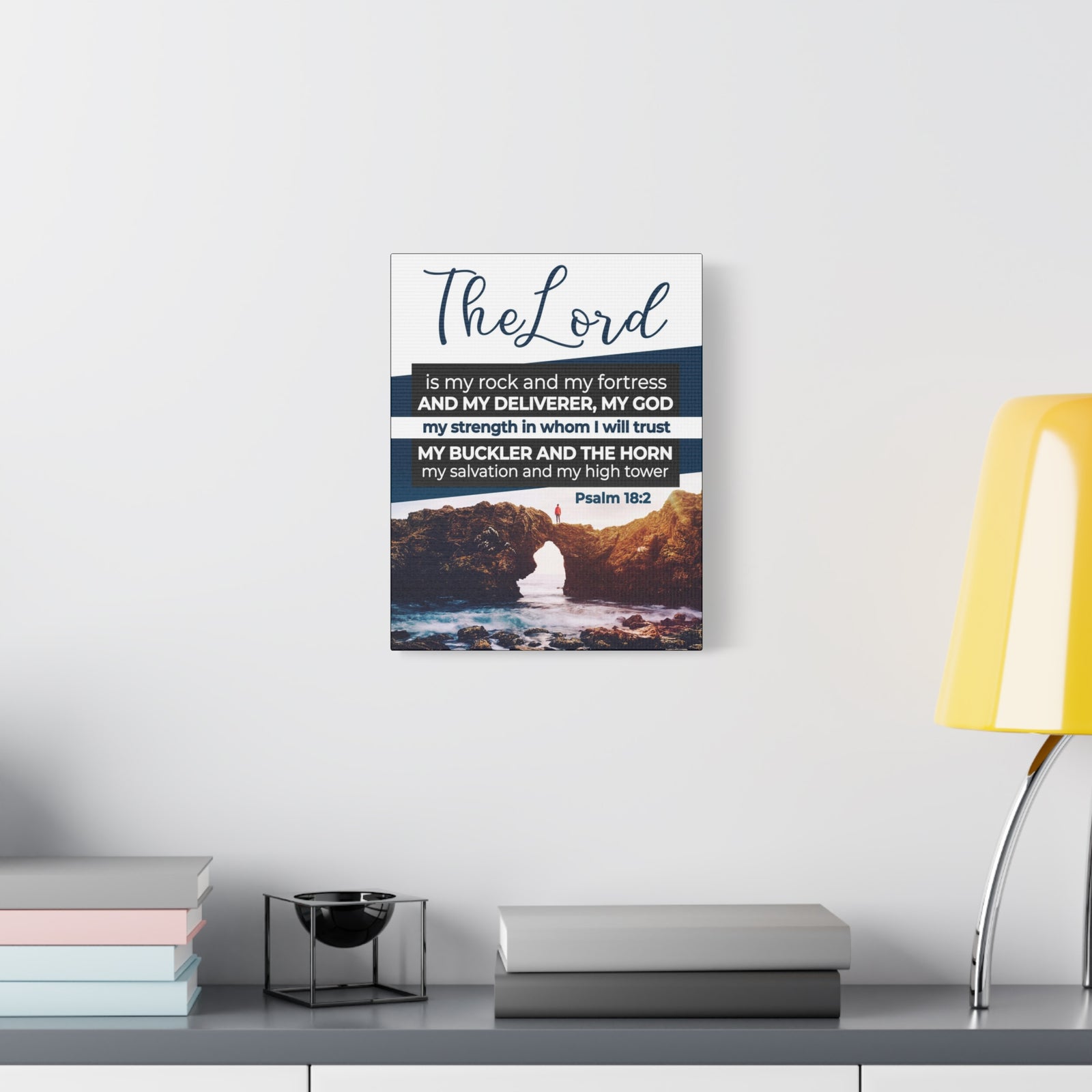 Scripture Canvas The Lord is My Rock Psalm 18:2 KJV Christian Wall Art Bible Verse Print Ready to Hang-Express Your Love Gifts