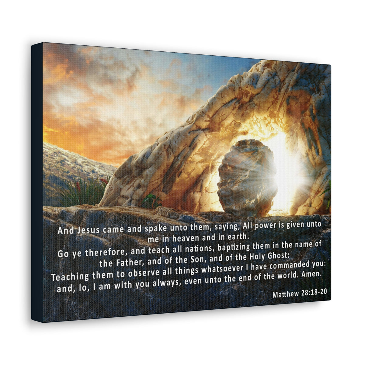 Scripture Walls Matthew 28:18-20 KJV Bible Verse Canvas Christian Wall Art Ready to Hang Unframed-Express Your Love Gifts